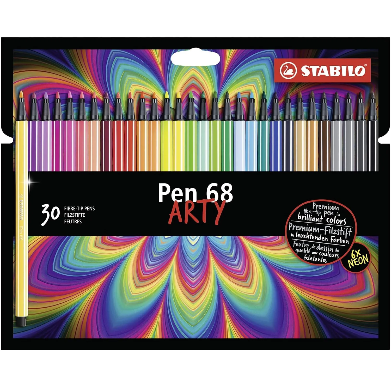 STABILO Premium Felt Tip Pen Pen 68 Wallet of 30 Assorted Colours, Multicolor (EO6830-1-20)