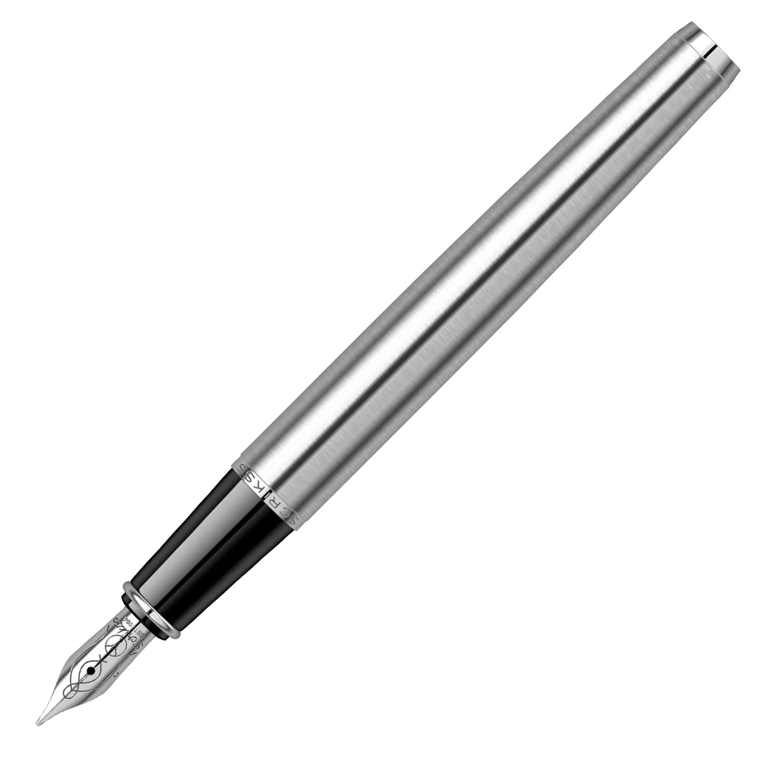 Scrikss Fountain Ink Pen Medium Nib Cartridge & Converter Stainless Steel Body Metropolis 78 Series Modern & Elegant Design Ideal for Office, Home, College, Gifting