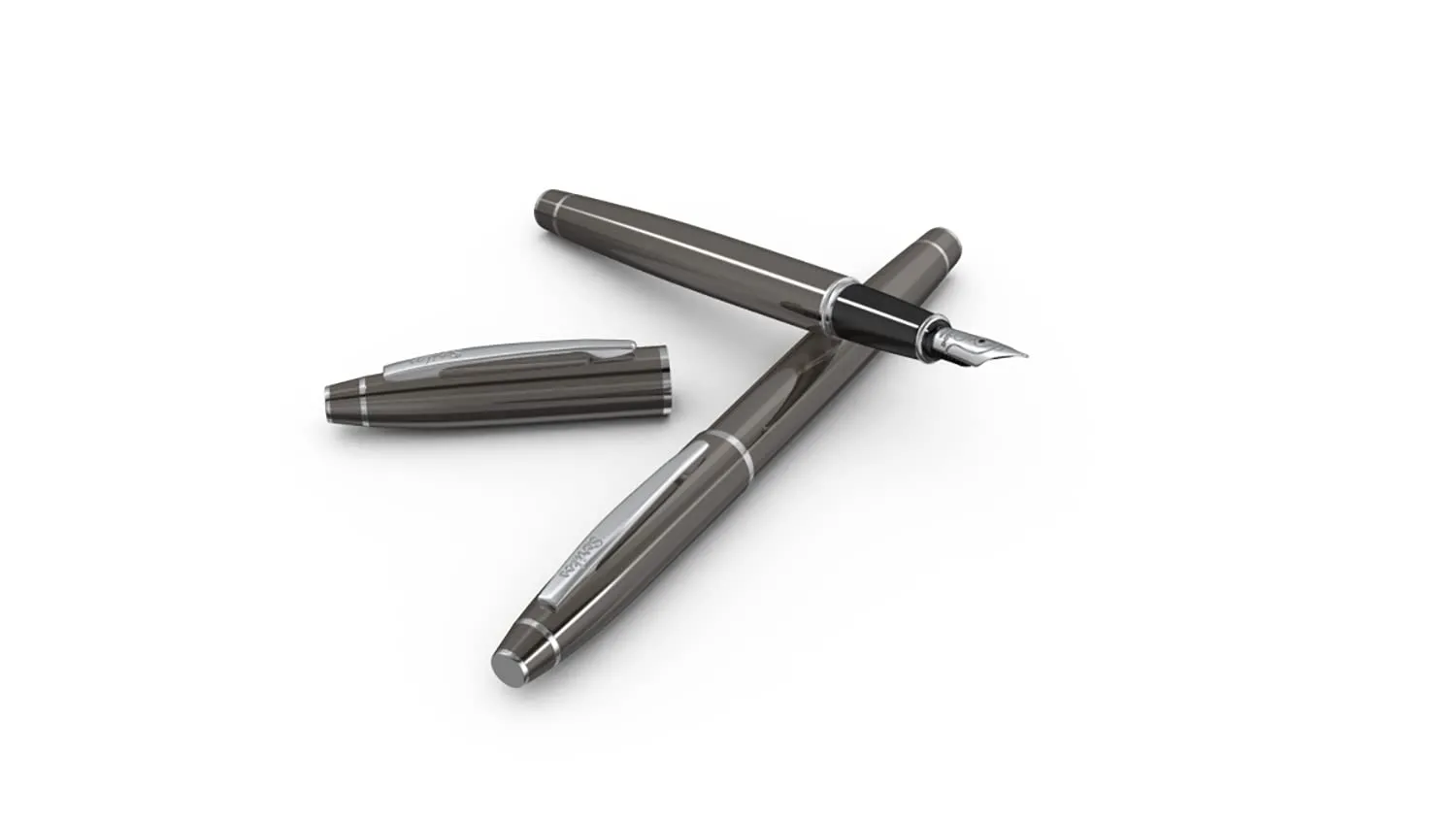 Scrikss Fountain Ink Pen Medium Nib Cartridge & Converter Titanium Plated Brass Body Chrome Plated Trims Noble 35 Series Modern and Elegant Pen Ideal for Gifting Using in Office Home