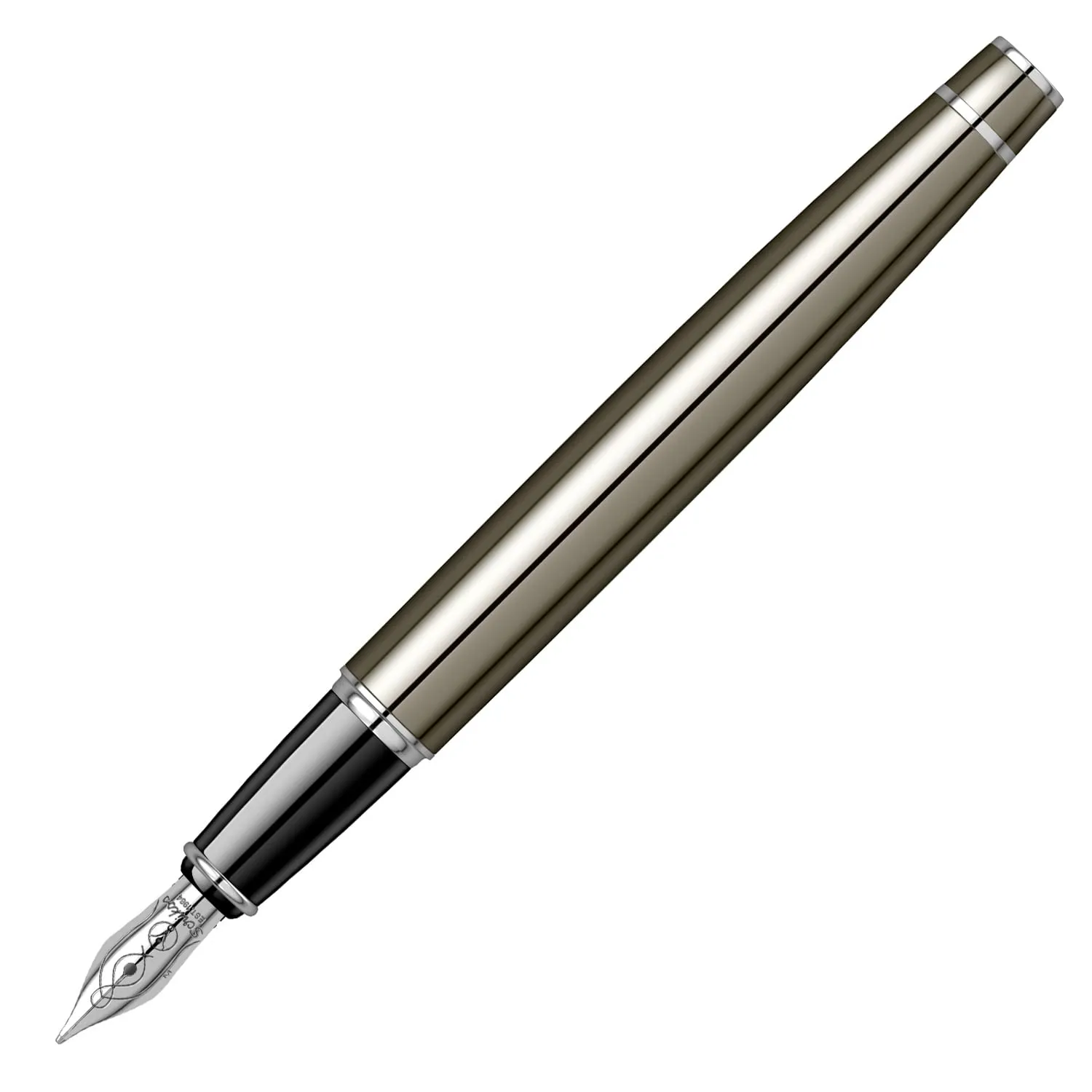 Scrikss Fountain Ink Pen Medium Nib Cartridge & Converter Titanium Plated Brass Body Chrome Plated Trims Noble 35 Series Modern and Elegant Pen Ideal for Gifting Using in Office Home