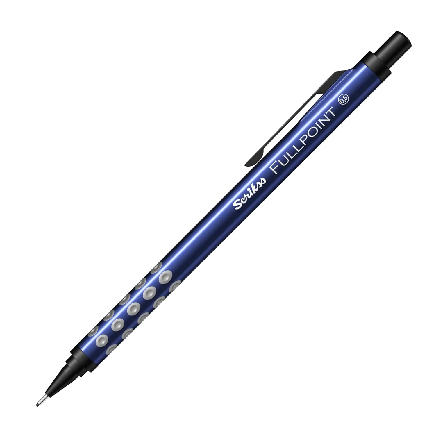 Scrikss Full Point Black Edition 0.5mm Mechanical Lead Pencil Dark Blue Body Click Mechanism Mini Jumbo Eraser Included Ergonomic Grip