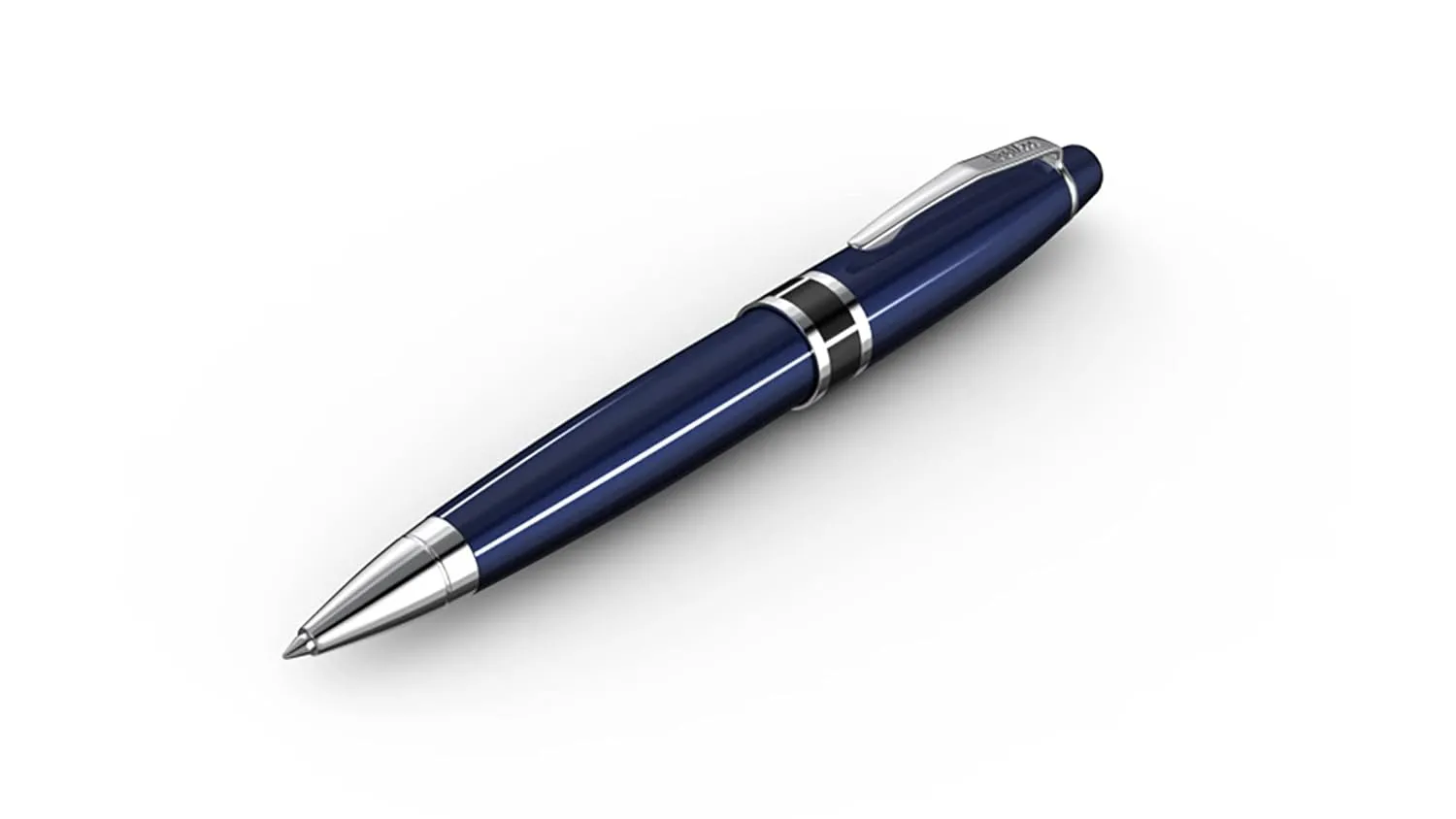Scrikss Havana Ball Point Pen Navy Blue Barrel Chrome Plated Trims