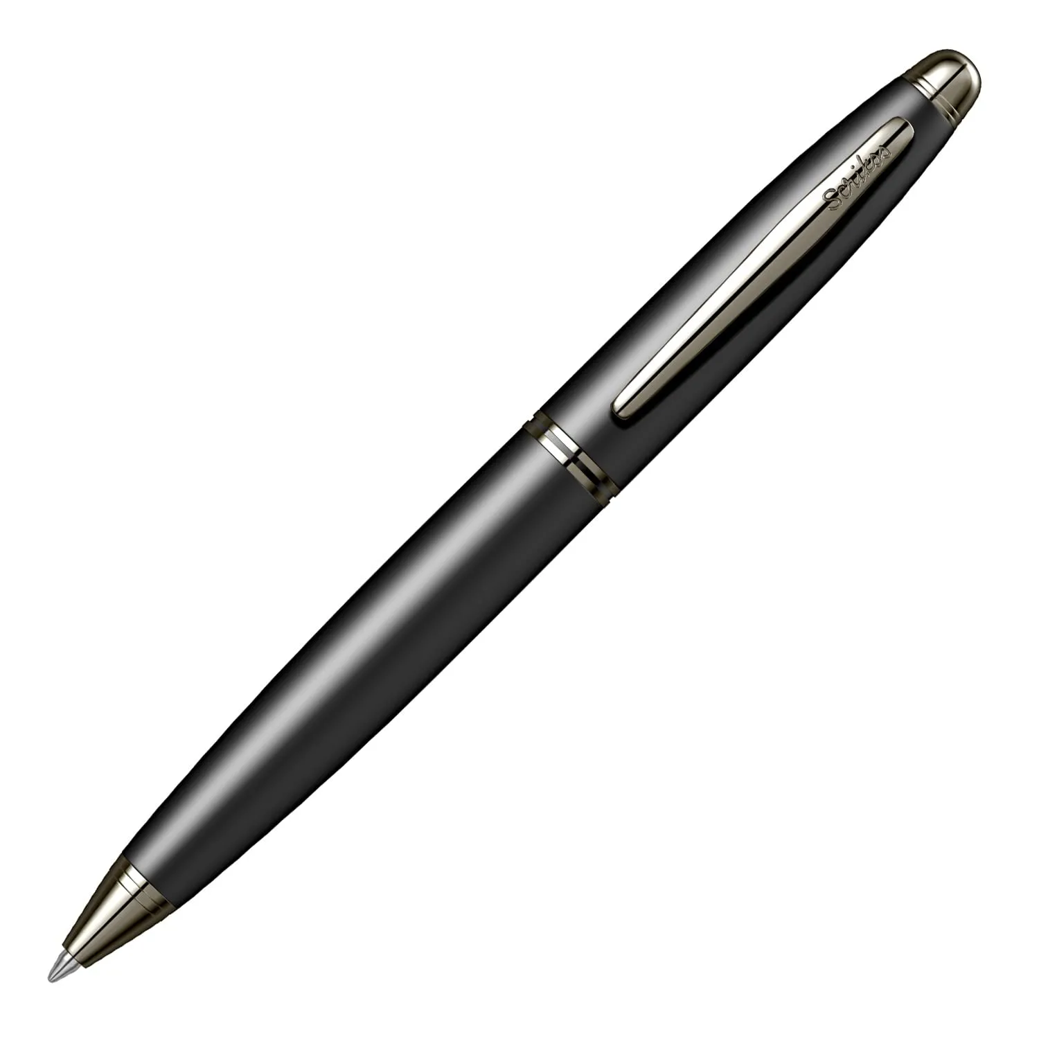 Scrikss Knight Matte Black Ball Point Pen Ball pen With Titanium Trims, Twist Mechanism, Jumbo Type Refill For Writing Office Corporate Gifting (85513)
