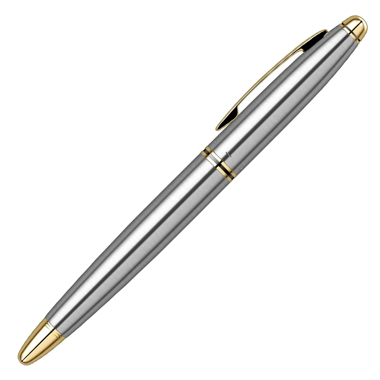 Scrikss Medium Nib Brass Metal Fountain Ink Pen with Converter Chrome Plated Knight 88 Series Inkpen with Gold Trims for Smooth Writing