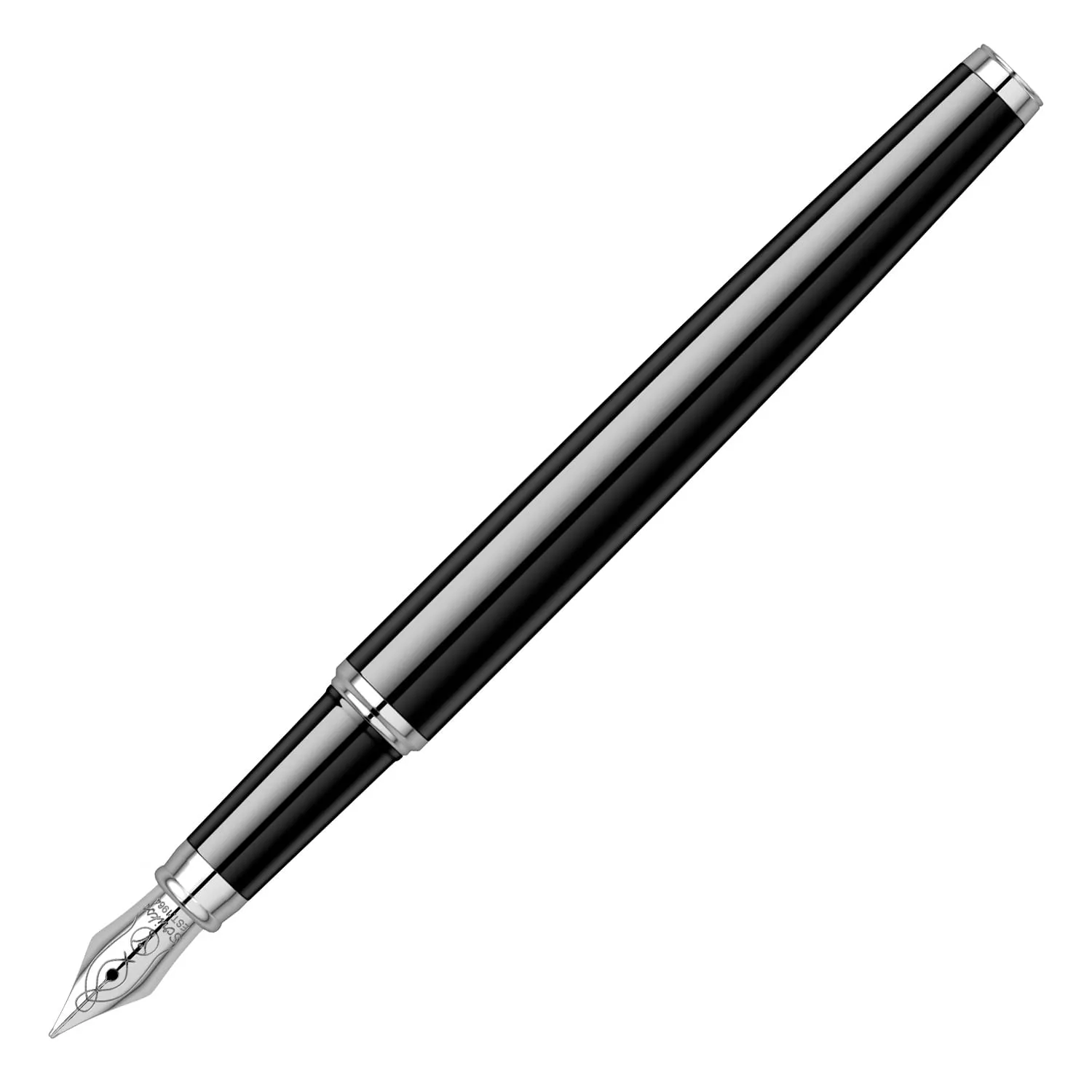 Scrikss Medium Nib Brass Metal Fountain Ink Pen with Converter Oscar 39 Series Black Plated