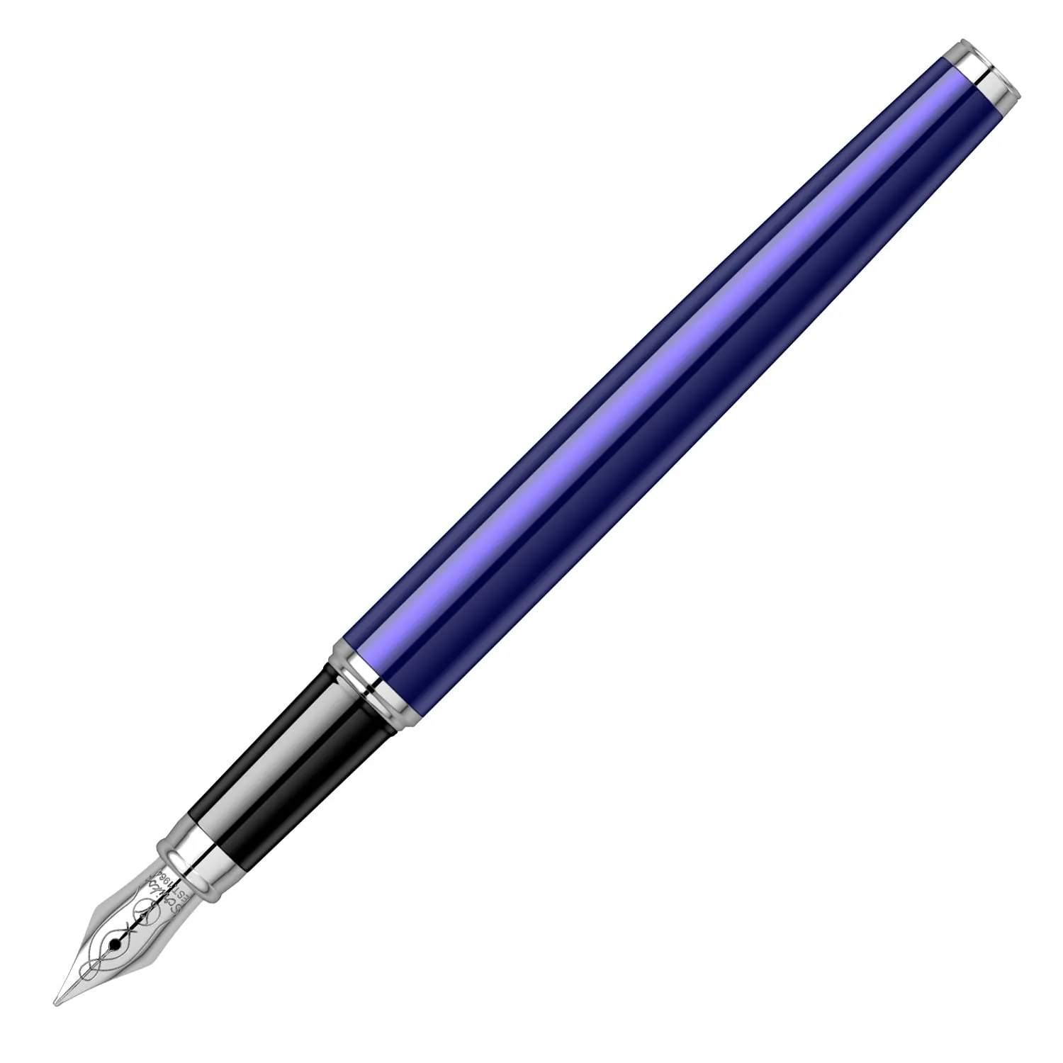 Scrikss Medium Nib Brass Metal Fountain Ink Pen with Converter Oscar 39 Series Blue Plated Barrel