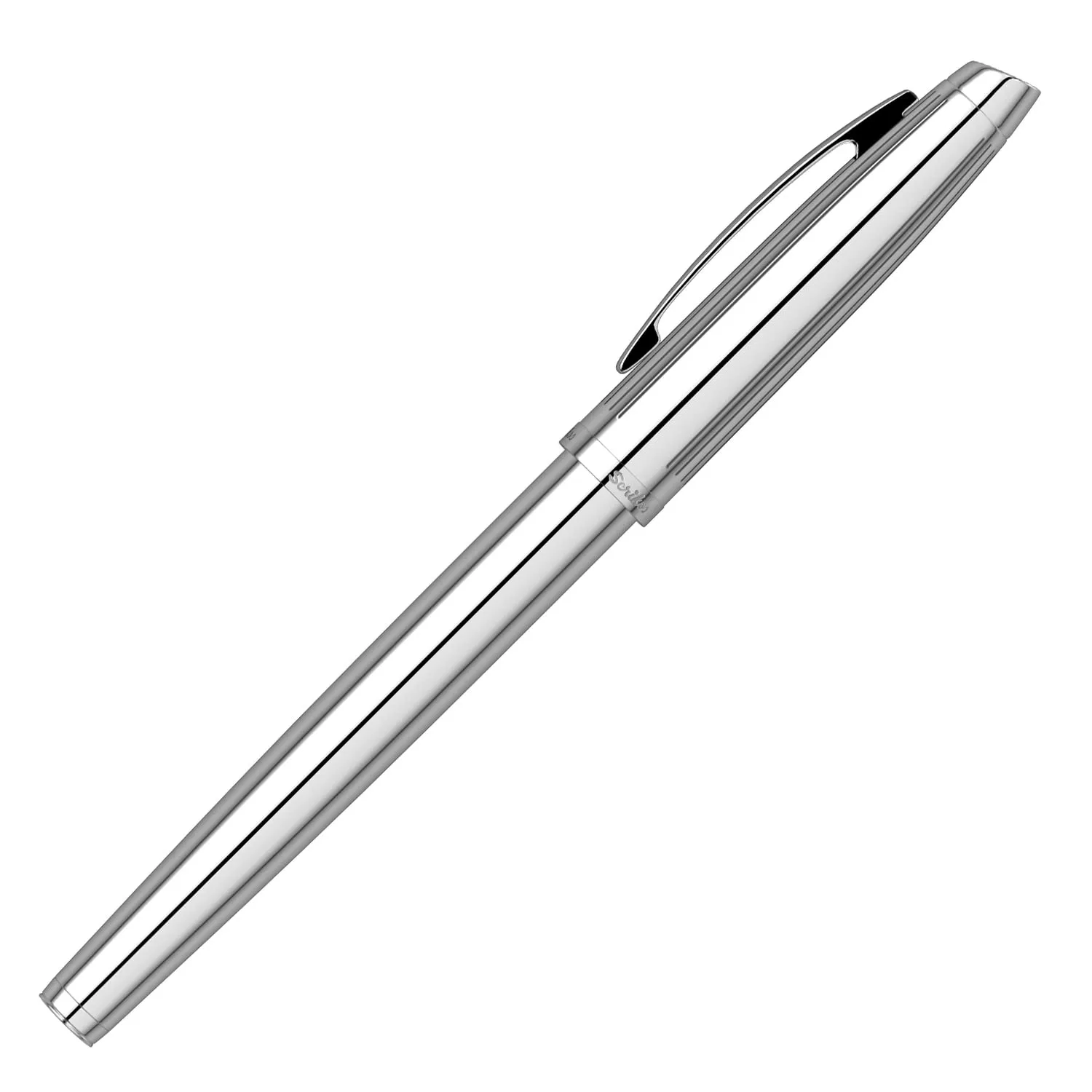 Scrikss Medium Nib Brass Metal Fountain Ink Pen with Converter Oscar 39 Series Chrome Plated Inkpen for Smooth Writing