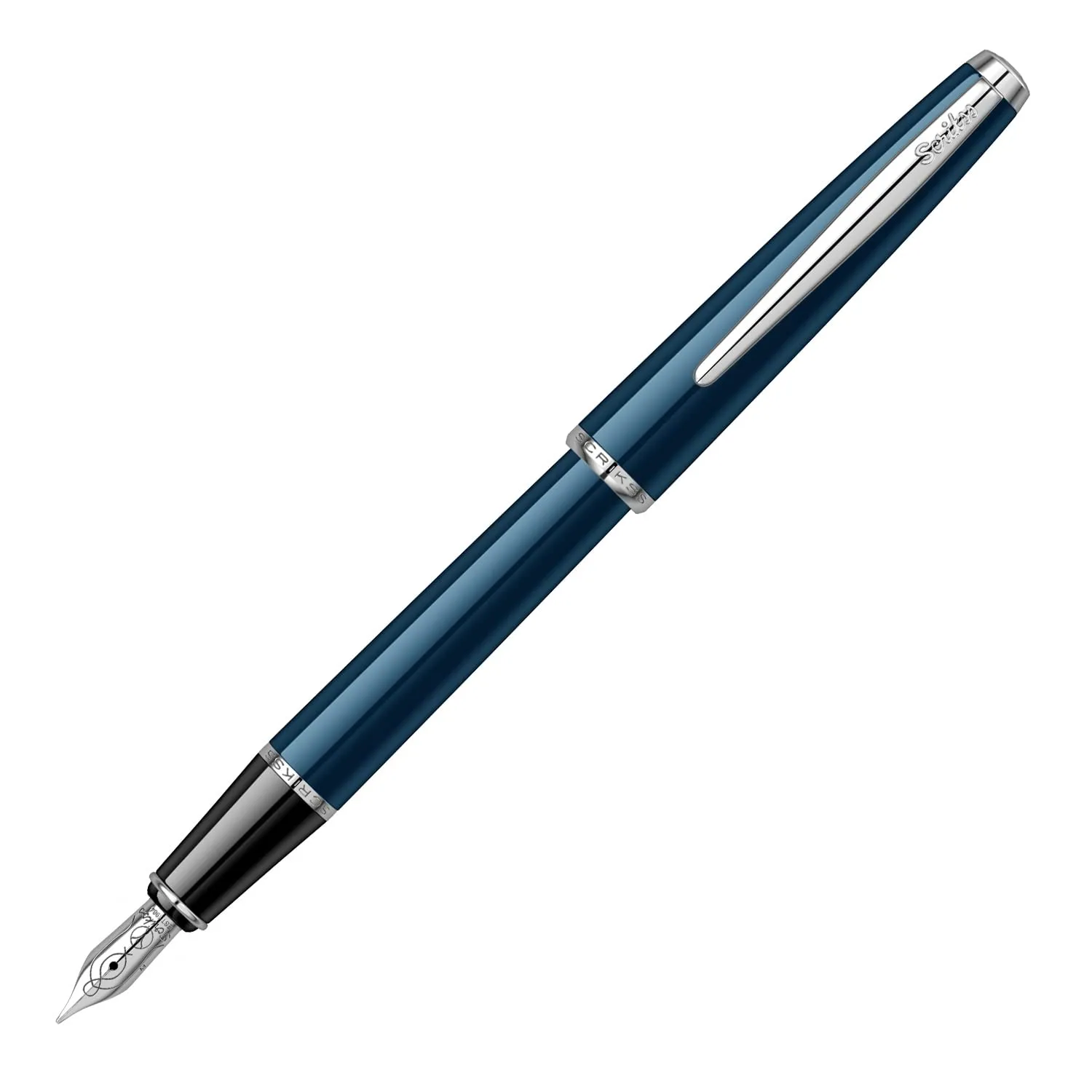 Scrikss Medium Nib Fountain Ink Pen | Works with Cartridges & Converters | Navy Blue ABS Body | Vintage 33 | Modern & Elegant Design | Ideal for Office, Home, College, Gifting
