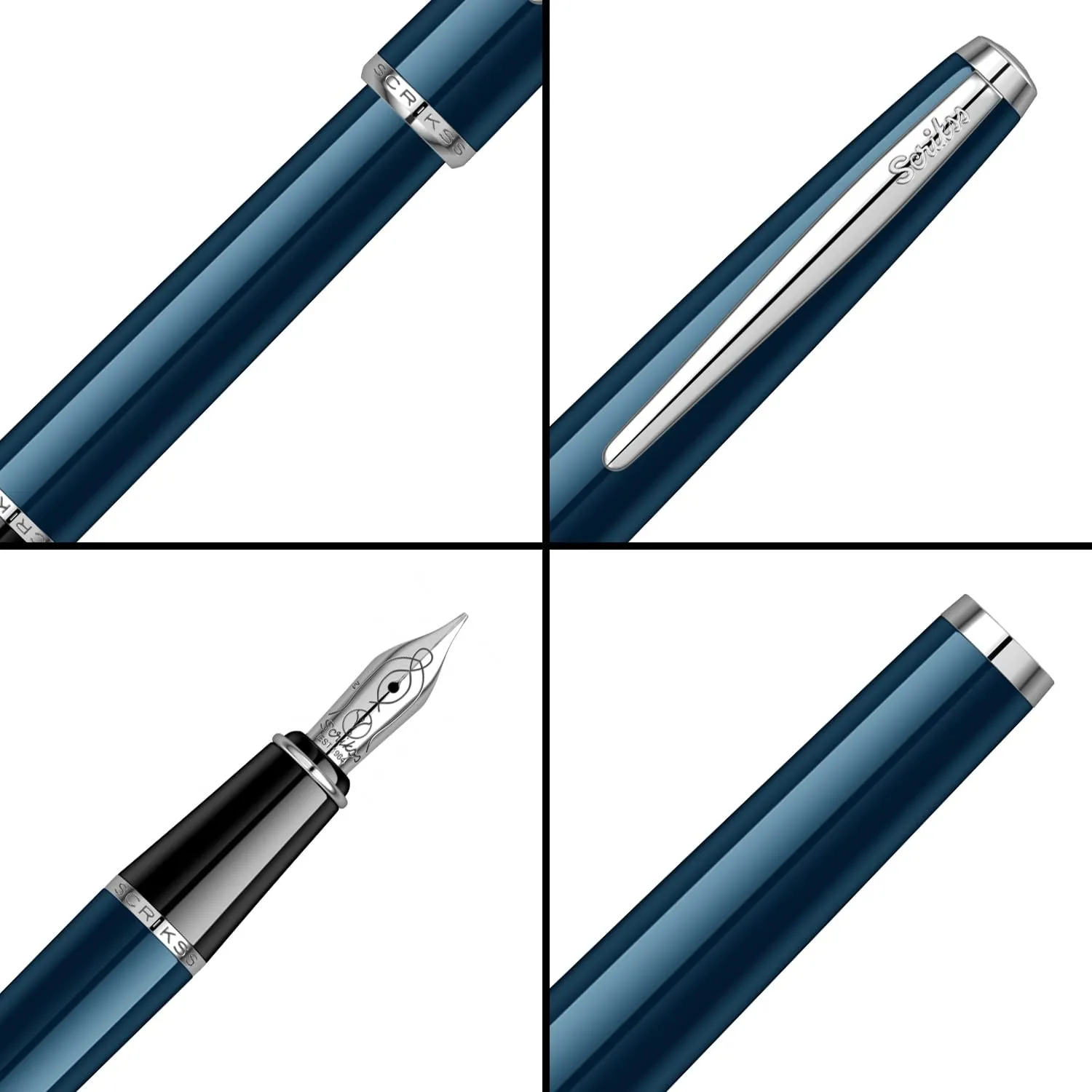 Scrikss Medium Nib Fountain Ink Pen | Works with Cartridges