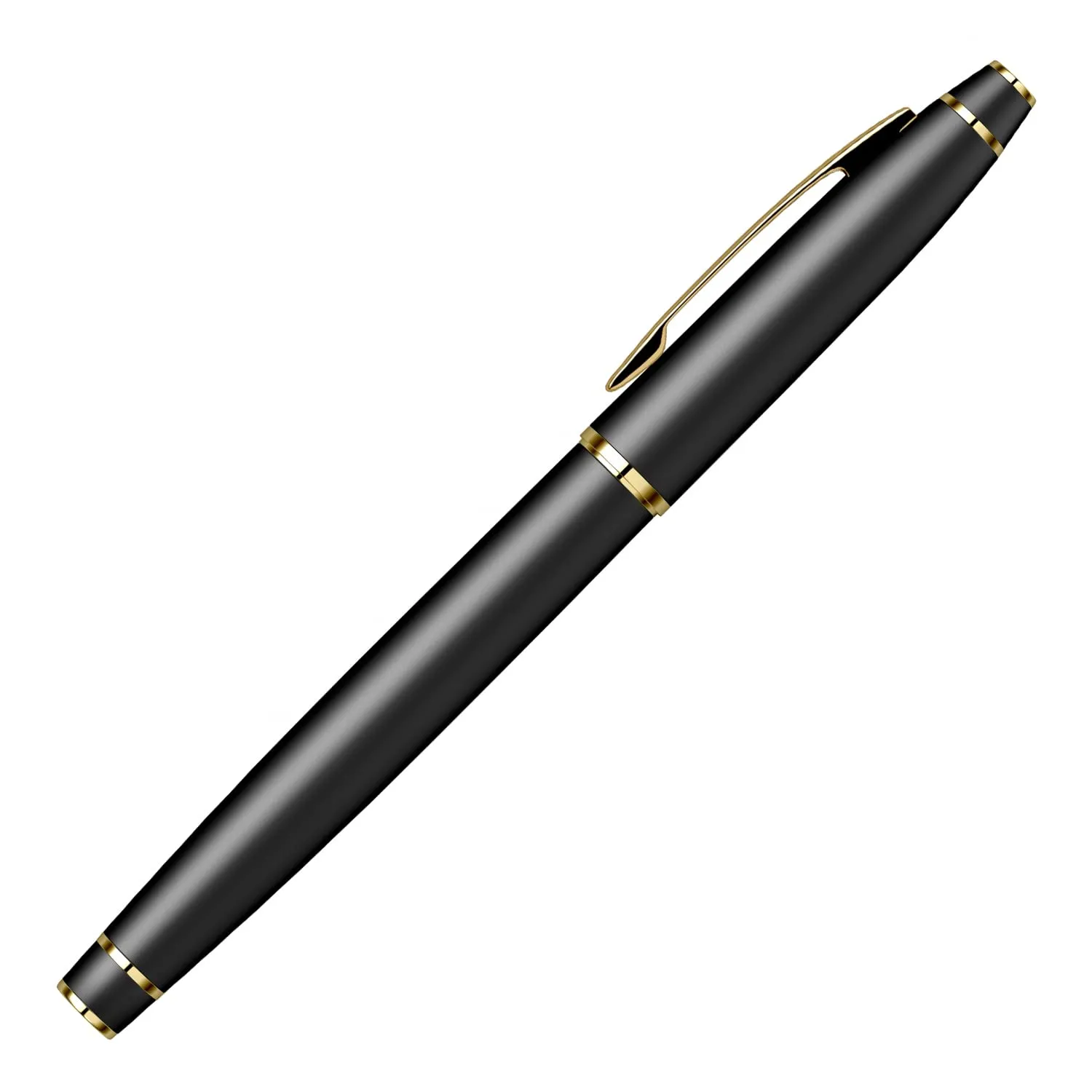Scrikss Medium Nib Fountain Ink Pen Matt Black Brass Body Gold Plated Trims Noble 35 Series Modern and Elegant Pen Ideal for Gifting Using in Office Home