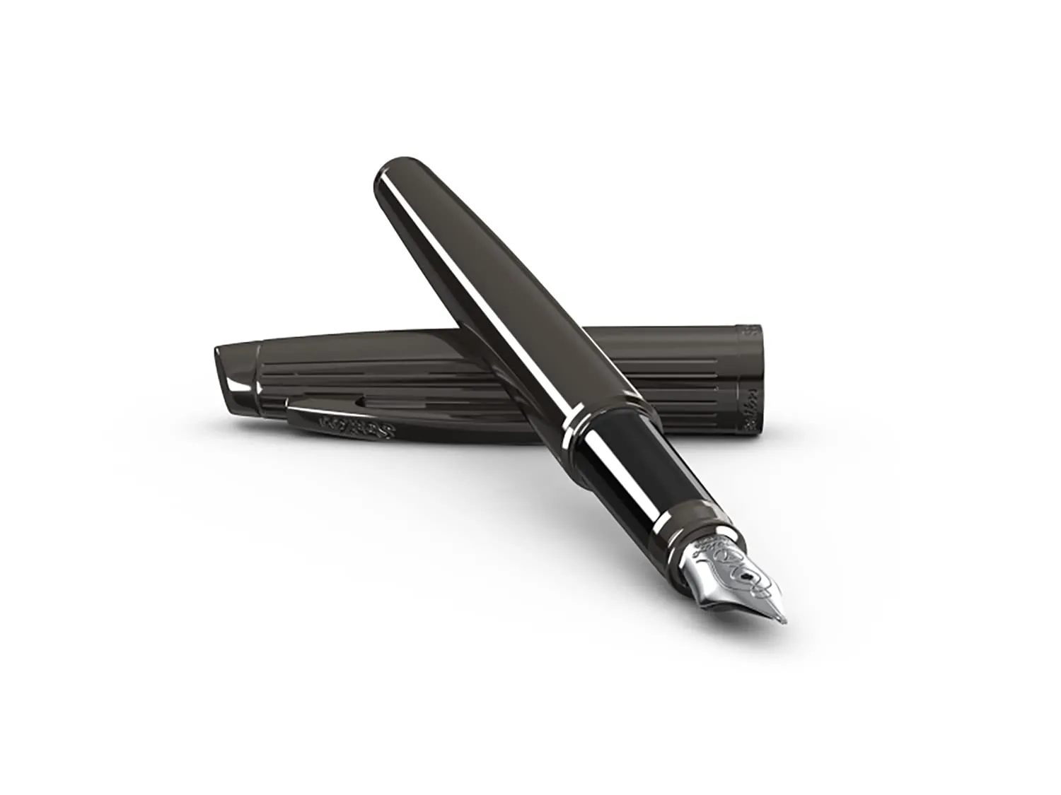 Scrikss Medium Nib Fountain Ink Pen with Converter Titanium Plated Brass Body Oscar 39 Series Inkpen for Smooth Writing