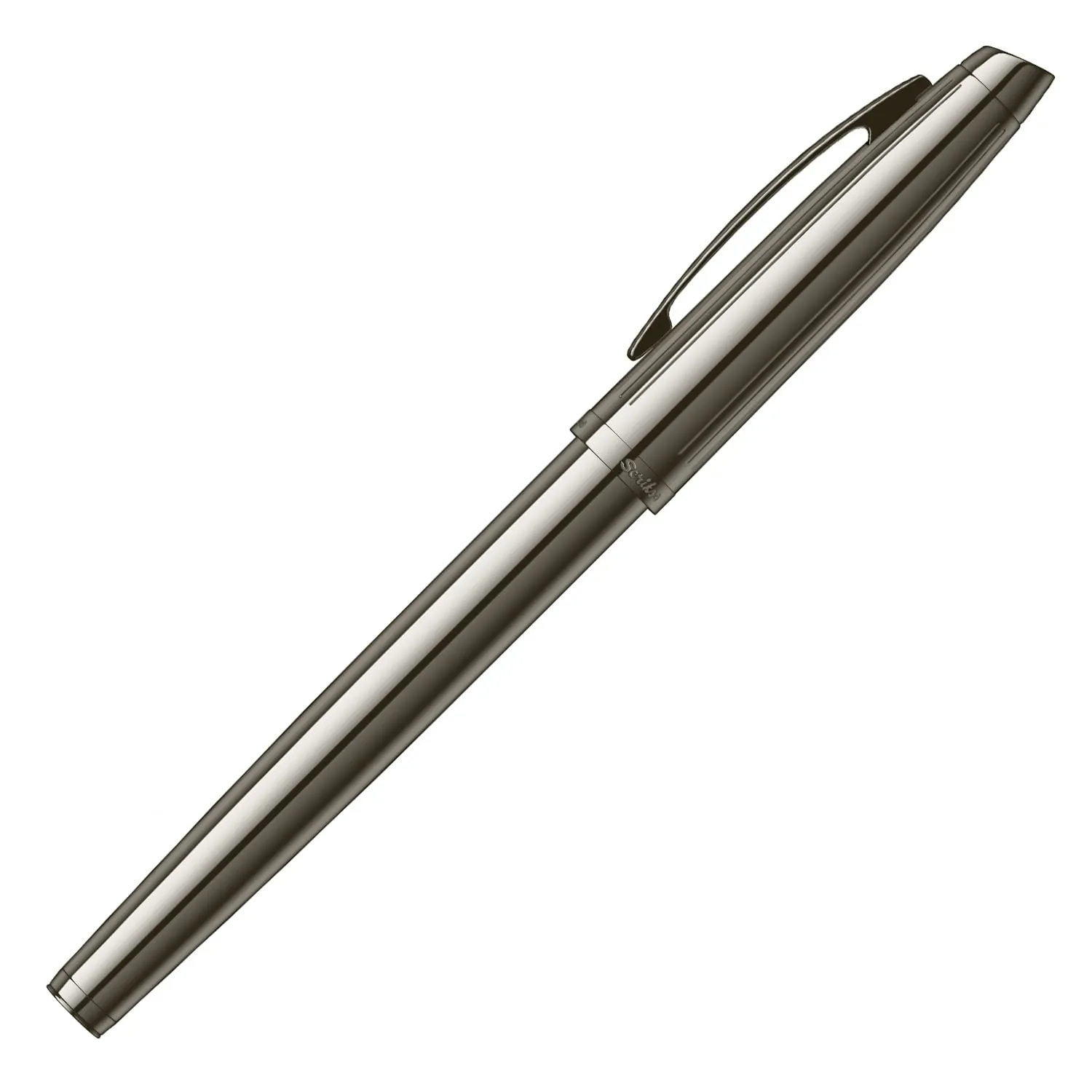 Scrikss Medium Nib Fountain Ink Pen with Converter Titanium Plated Brass Body Oscar 39 Series Inkpen for Smooth Writing