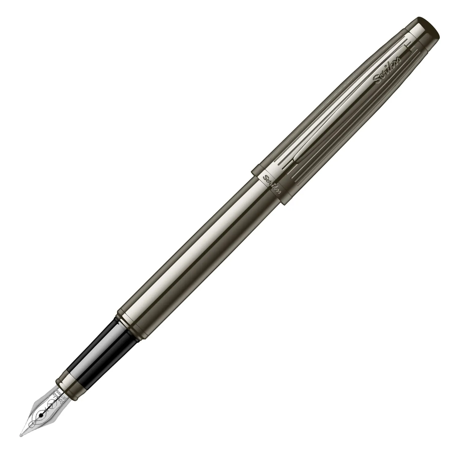 Scrikss Medium Nib Fountain Ink Pen with Converter Titanium Plated Brass Body Oscar 39 Series Inkpen for Smooth Writing