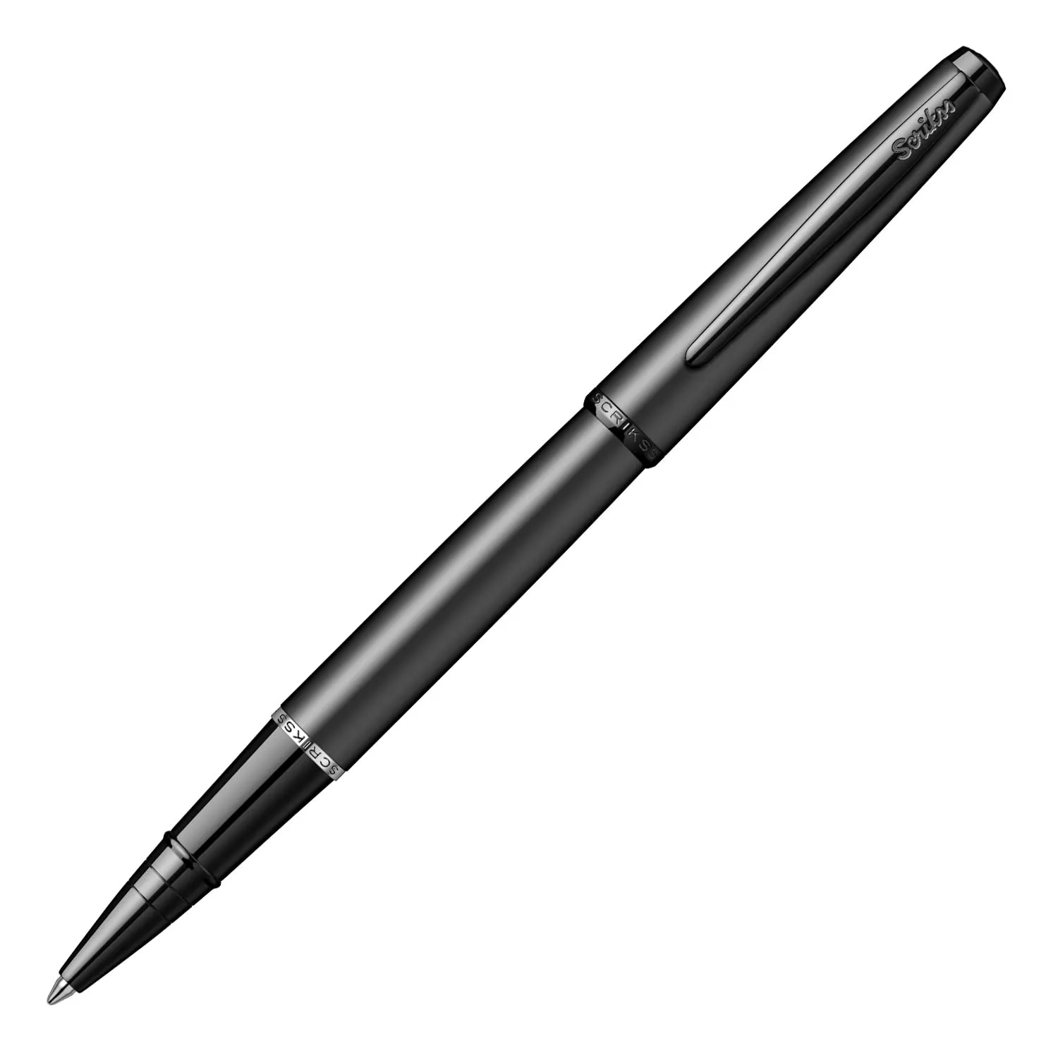 Scrikss Metropolis Roller Ball Point Pen | Black Executive Metal Body Rollerpen | for Writing Gifting Signature