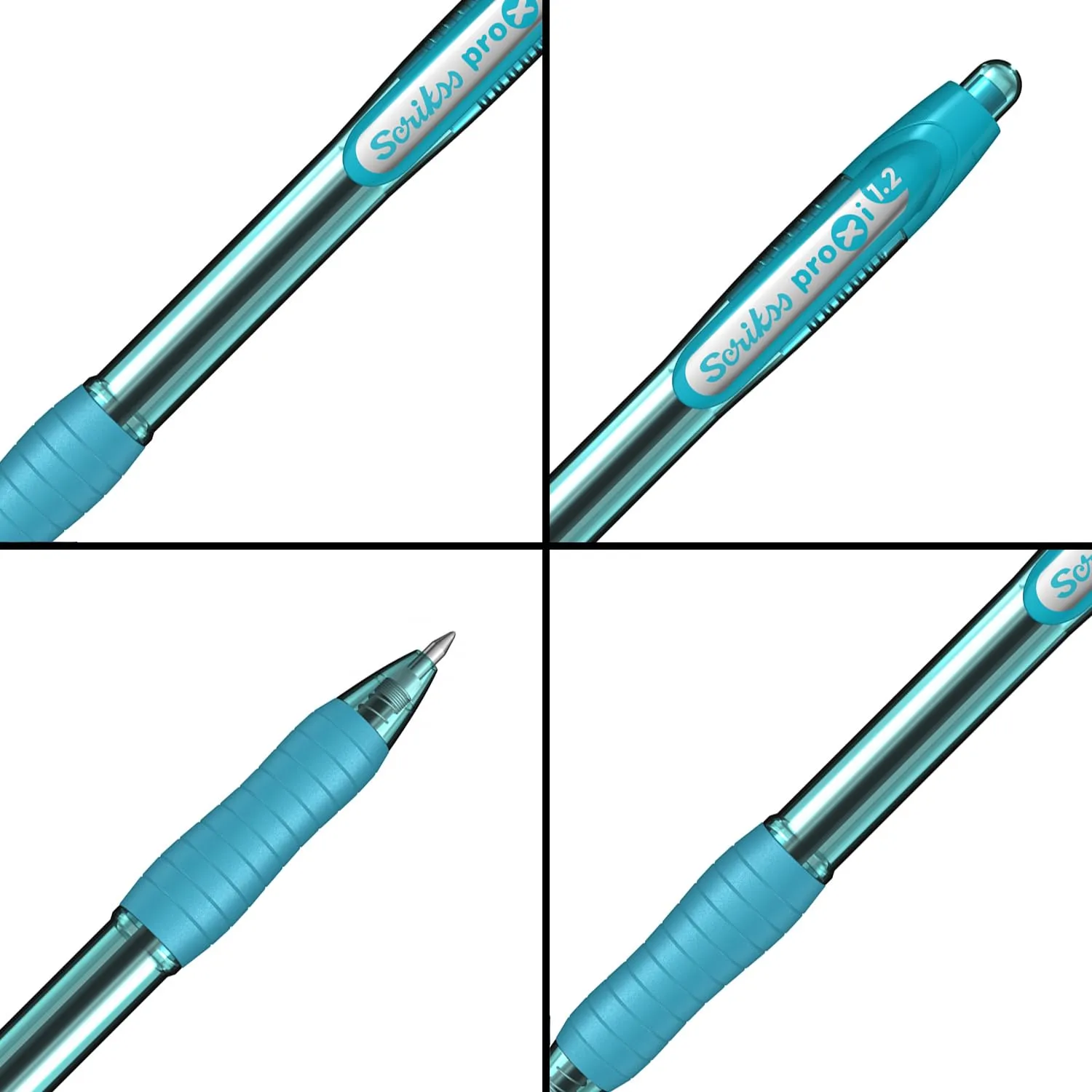 Scrikss Mint Sky Blue Ink Ball Point Pen | Click Mechanism | 12 Mint Sky Blue Barrel Ballpens | Proxi Series