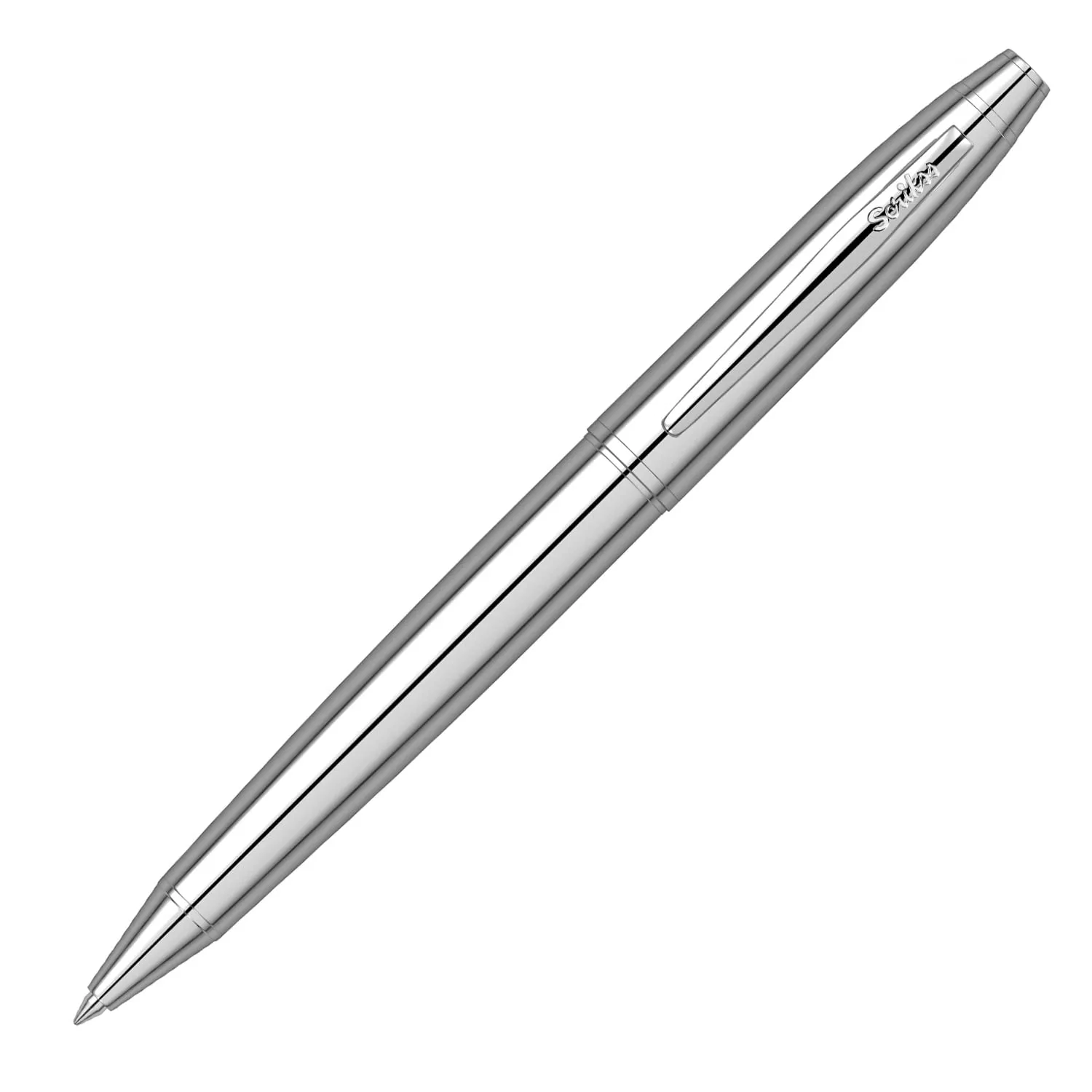 Scrikss Noble 35 Chrome Ball Point Pen Ballpen With Chrome Trims, Twist Mechanism, Jumbo Type Refill For Writing Office Corporate Gifting