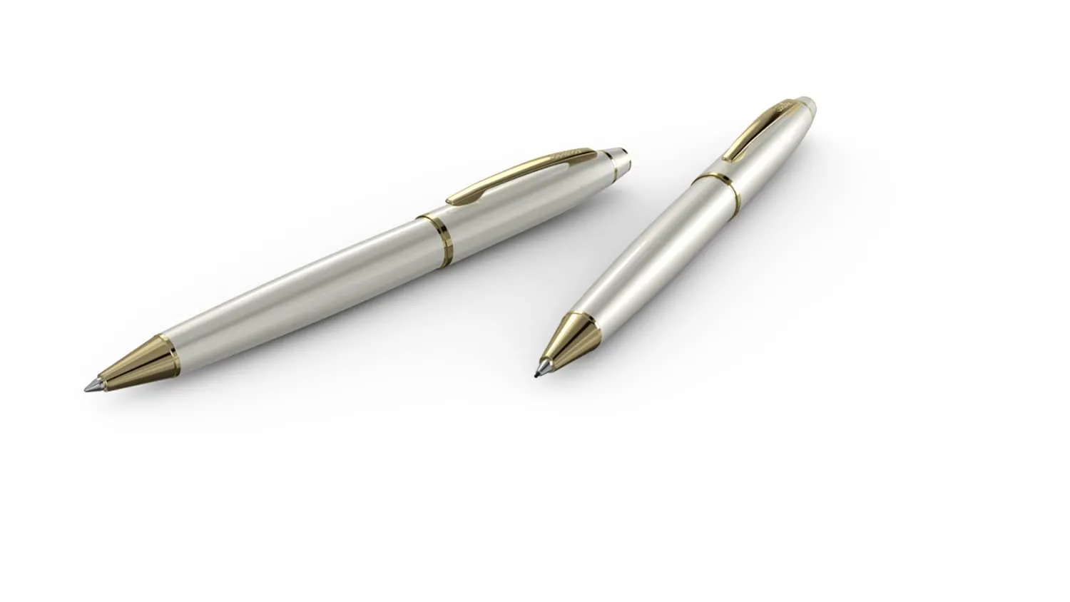 Scrikss Noble 35 Pearl White Finish Mechanical Pencil Gold Plated Trim Brass Body Plated With Multiple Layers Of Pearl White Lacquer 0.7mm Lead Pencill Elegance Collection 78706