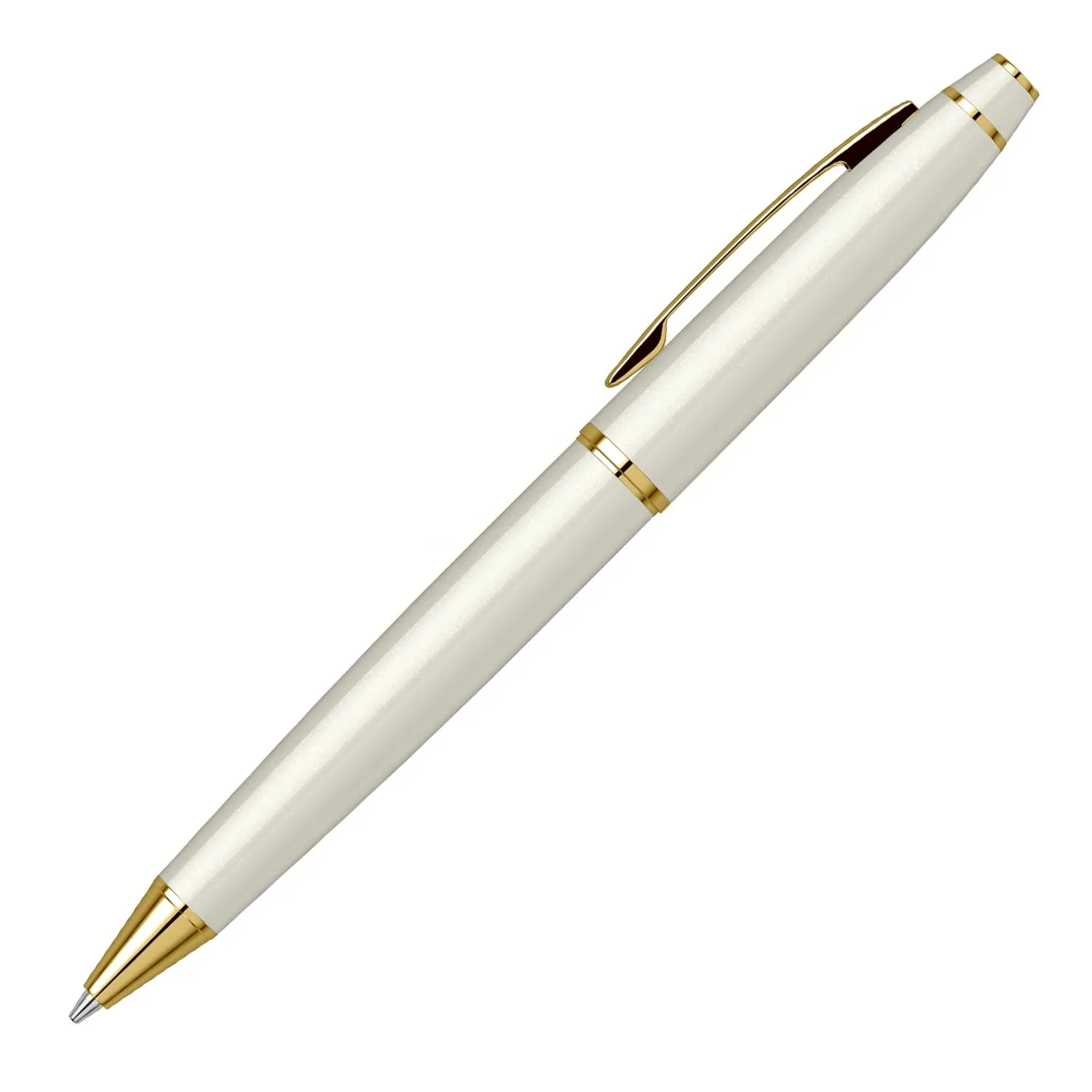 Scrikss Noble 35 Pearl White Finish Mechanical Pencil Gold Plated Trim Brass Body Plated With Multiple Layers Of Pearl White Lacquer 0.7mm Lead Pencill Elegance Collection 78706
