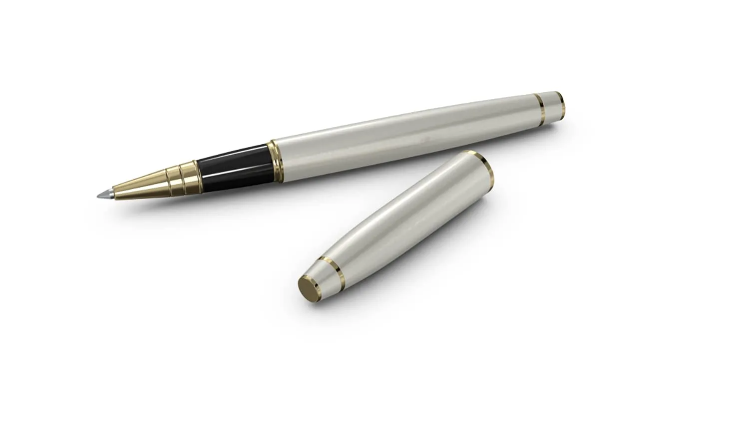 Scrikss Noble 35 Pearl White Roller Ball Point Pen | Gold Trims | Roller Pen for Writing Office Corporate Gifting Professionals Students