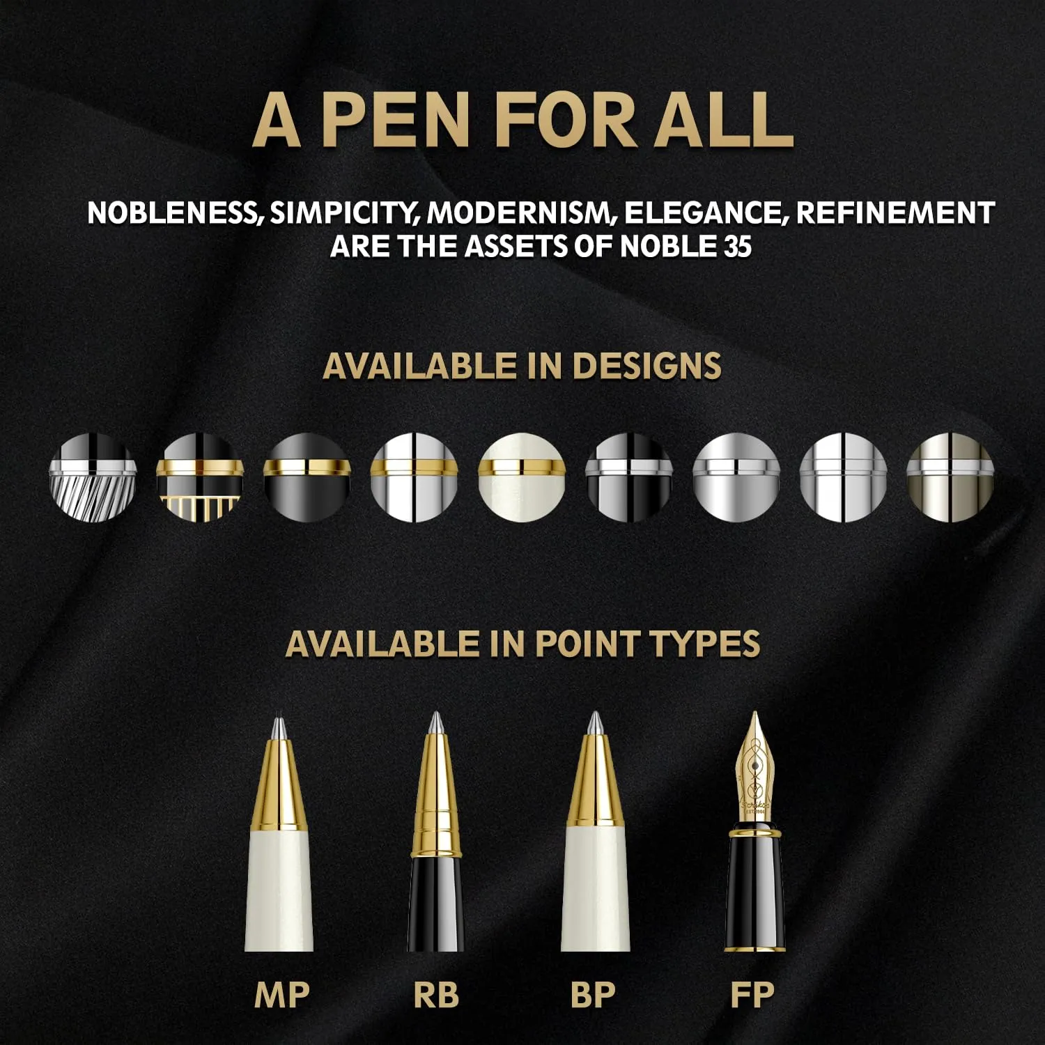Scrikss Noble 35 Pearl White Roller Ball Point Pen | Gold Trims | Roller Pen for Writing Office Corporate Gifting Professionals Students