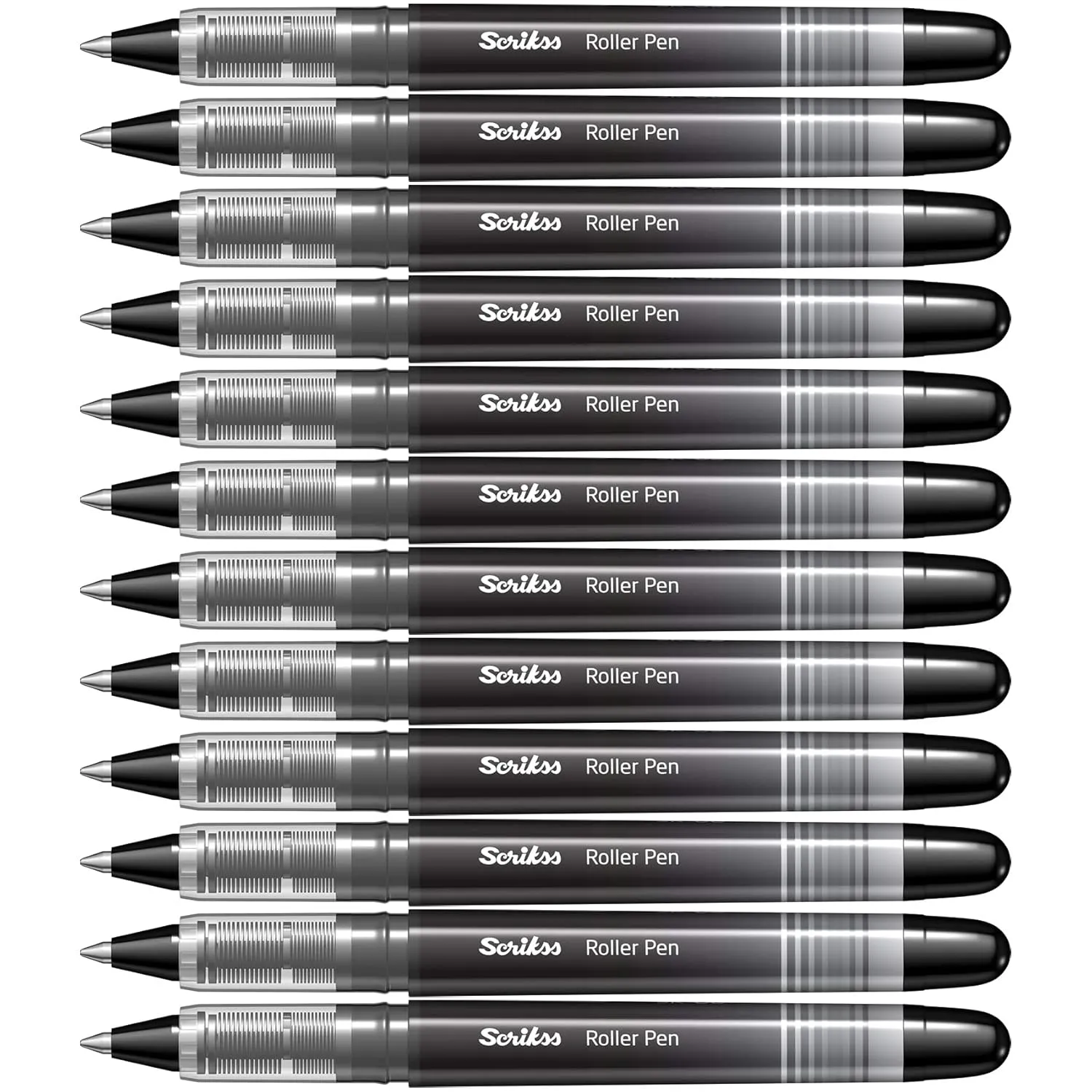 Scrikss Office 0.7 mm Roller Pen - Fast Drying Water Based Ink - 12 Pieces - SR-68 Black New Technology Durable Tip