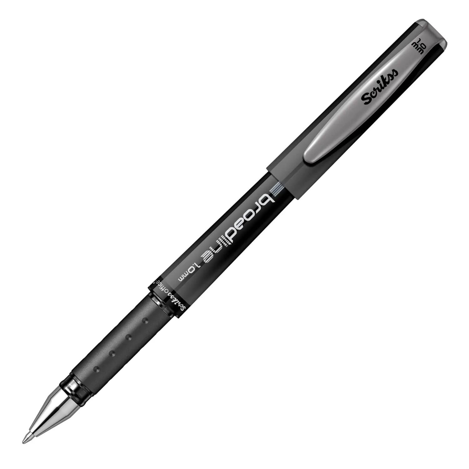 Scrikss Office Broadline 1.0mm Gel Pen - Fast Dry Gel Ink, Smooth Writing - Set of 12 Pens - Black