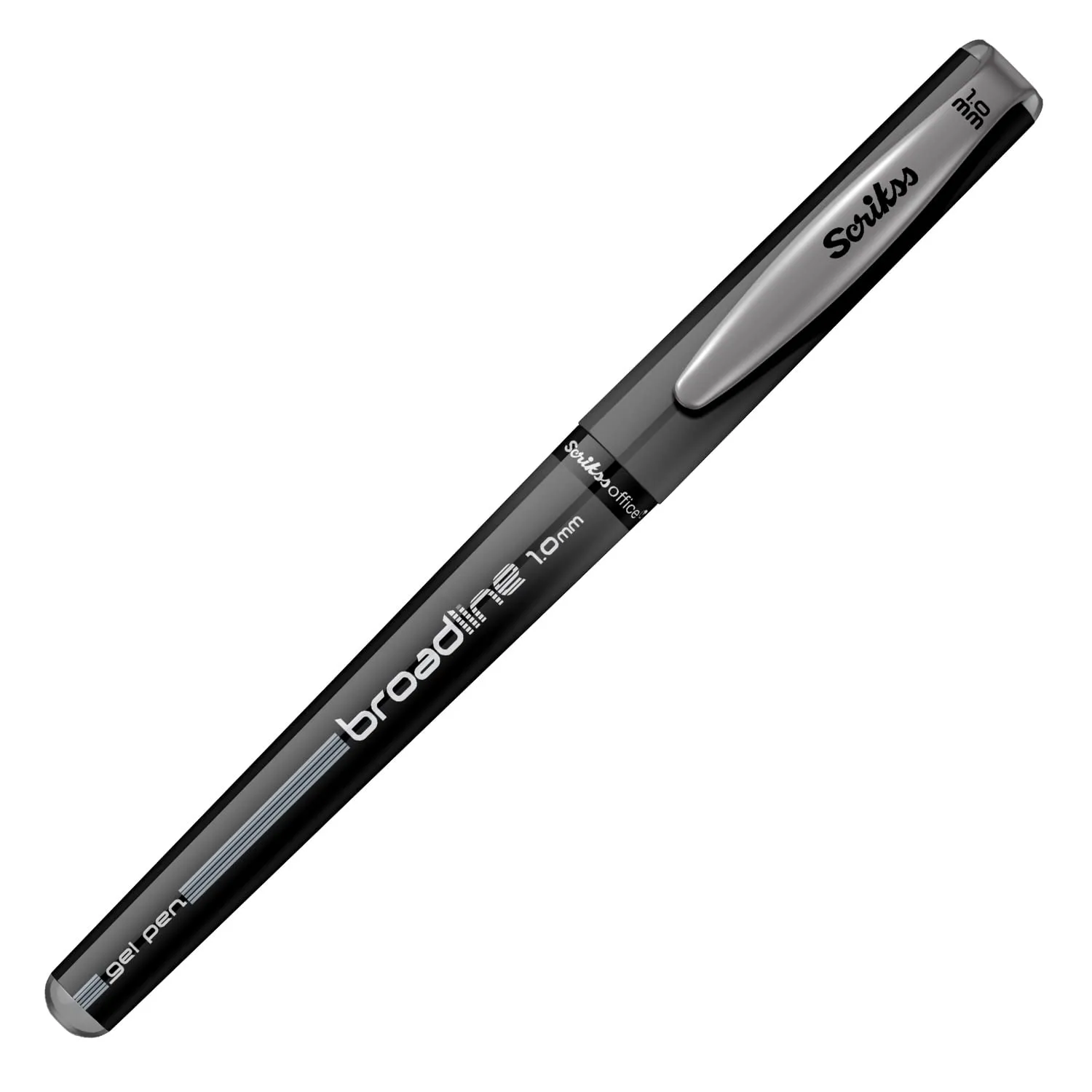 Scrikss Office Broadline 1.0mm Gel Pen - Fast Dry Gel Ink, Smooth Writing - Set of 12 Pens - Black