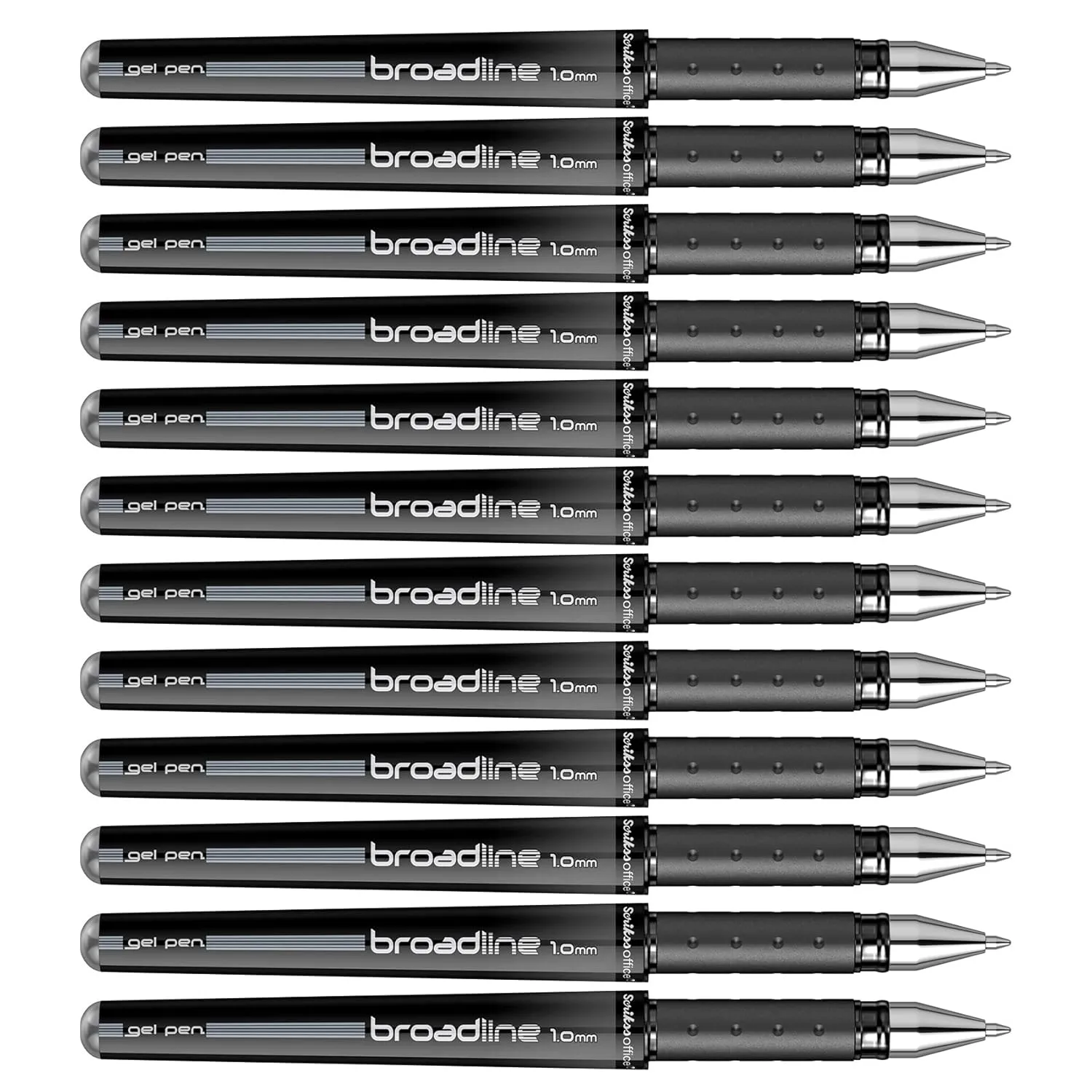 Scrikss Office Broadline 1.0mm Gel Pen - Fast Dry Gel Ink, Smooth Writing - Set of 12 Pens - Black