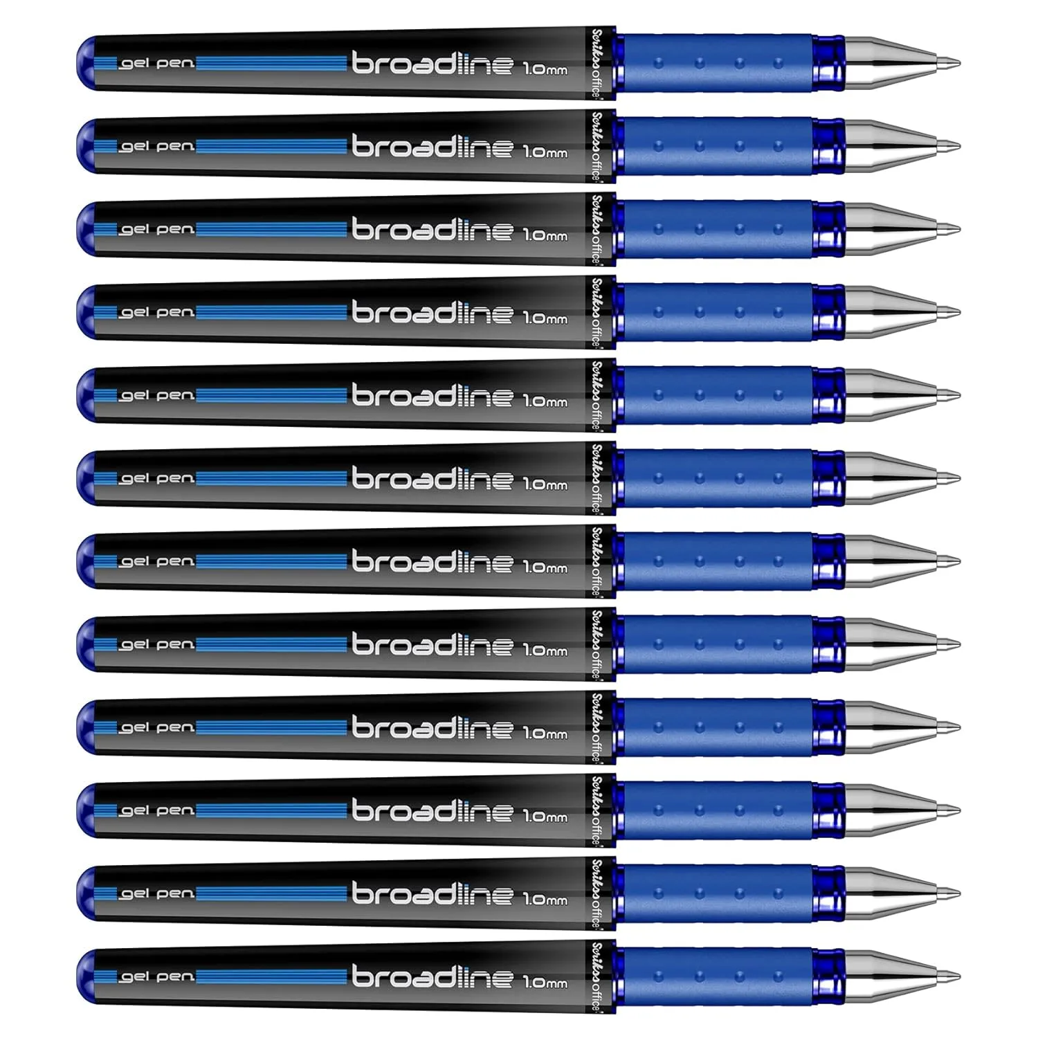 Scrikss Office Broadline 1.0mm Gel Pen - Fast Dry Gel Ink, Smooth Writing - Set of 12 Pens - Blue