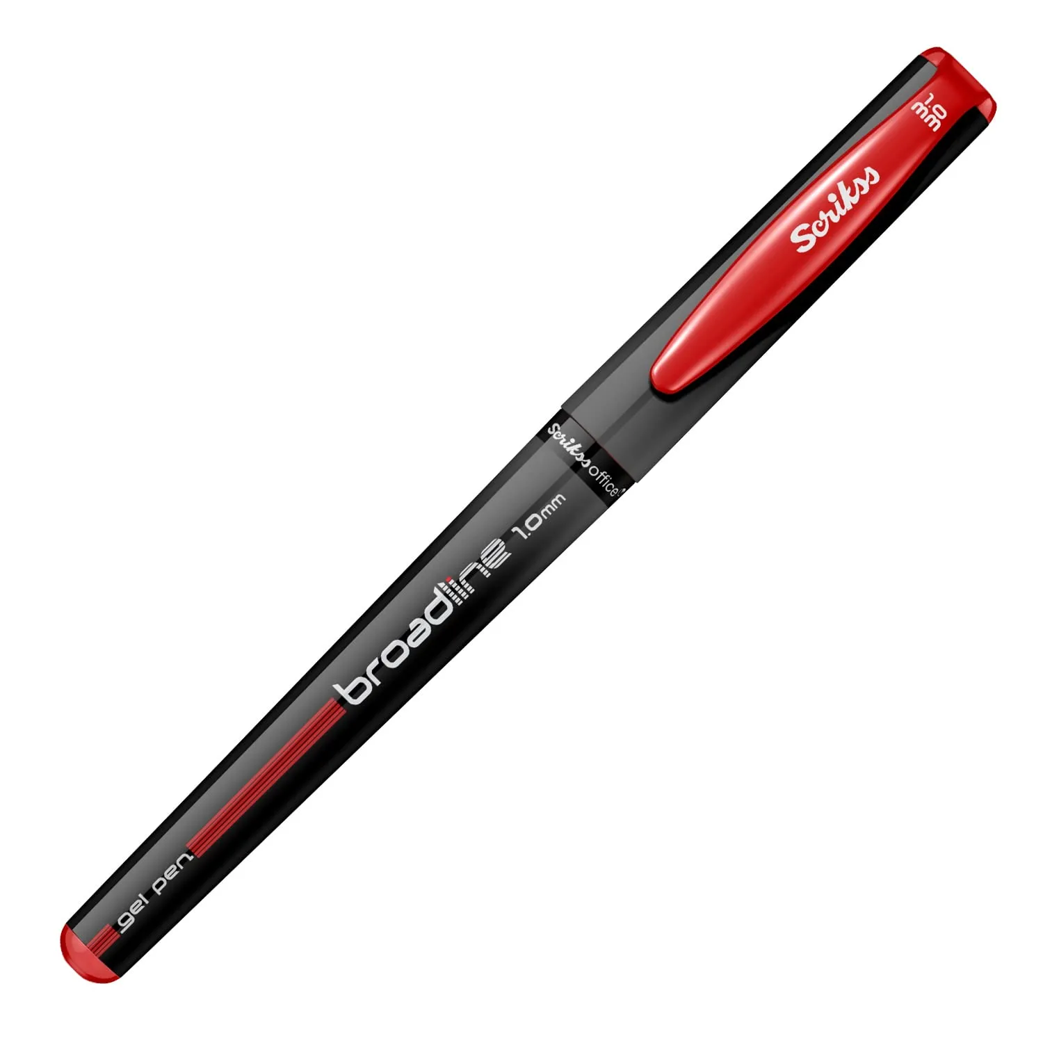 Scrikss Office Broadline 1.0mm Gel Pen - Fast Dry Gel Ink, Smooth Writing - Set of 12 Pens - Red