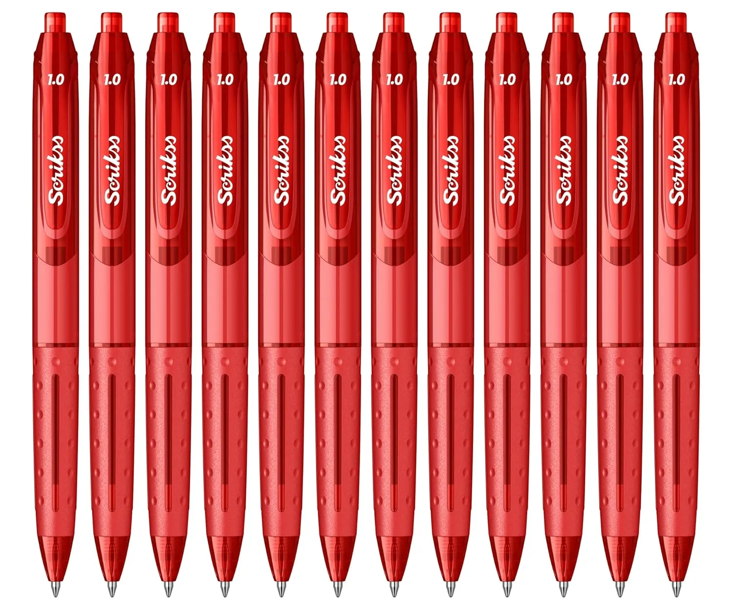 Scrikss Office Hybrid Ballpoint Pen 12 Pcs Pack Red