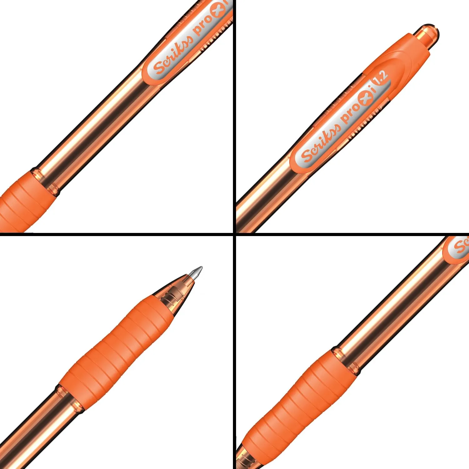 Scrikss Peach Orange Ink Ball Point Pen | Click Mechanism | 12 Peach Orange Barrel Ballpens | Proxi Series