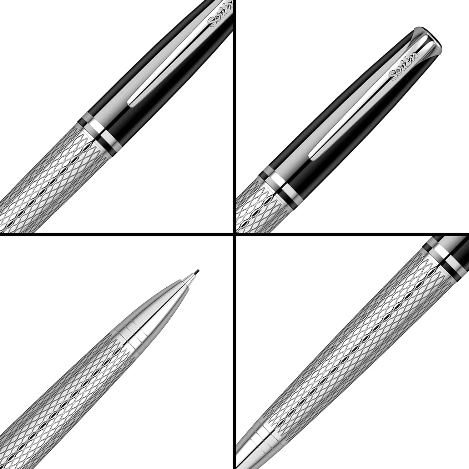 Scrikss Pera 477 0.7mm Mechanical Pencil Black - Chrome Twist Mechanism Chrome Plated Brass Accessories Modern