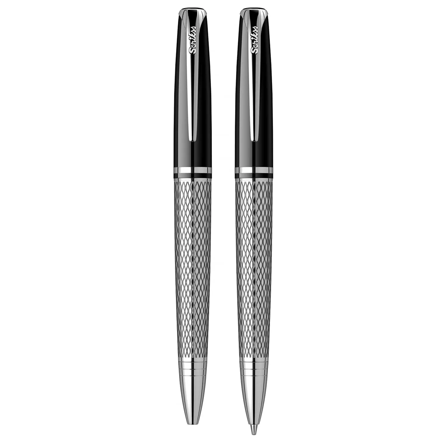 Scrikss Pera 477 Ball Pen 0.7mm Mechanical Pencil, Chrome Plated Brass Body with Wave Pattern, Ideal For Writing, Professionals Pen Collectors