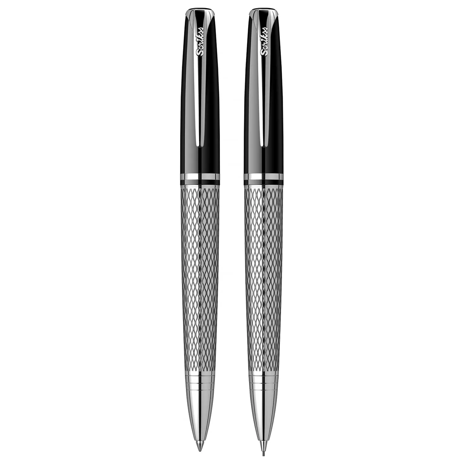 Scrikss Pera 477 Ball Pen 0.7mm Mechanical Pencil, Chrome Plated Brass Body with Wave Pattern, Ideal For Writing, Professionals Pen Collectors