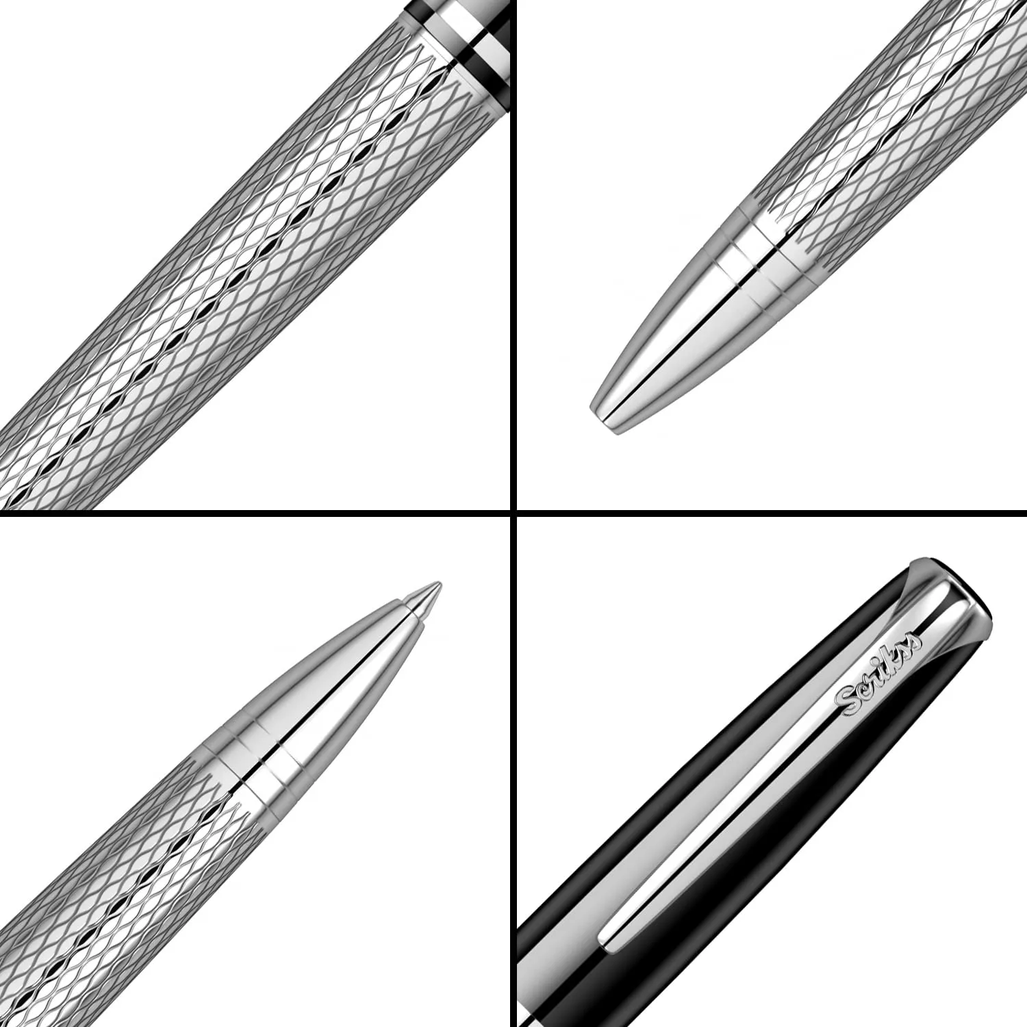 Scrikss Pera 477 Ball Point Pen Black - Chrome Twist Mechanism Chrome Plated Brass Accessories Modern