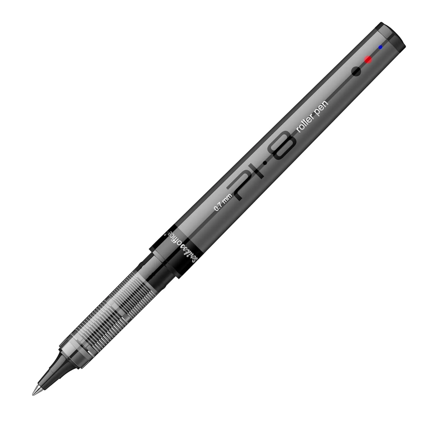 Scrikss PI-8 Roller Pen 0.7mm - Fast Drying Ink, Chrome Plated Tip, Ink Level Indicator - Set of 12 (Black)