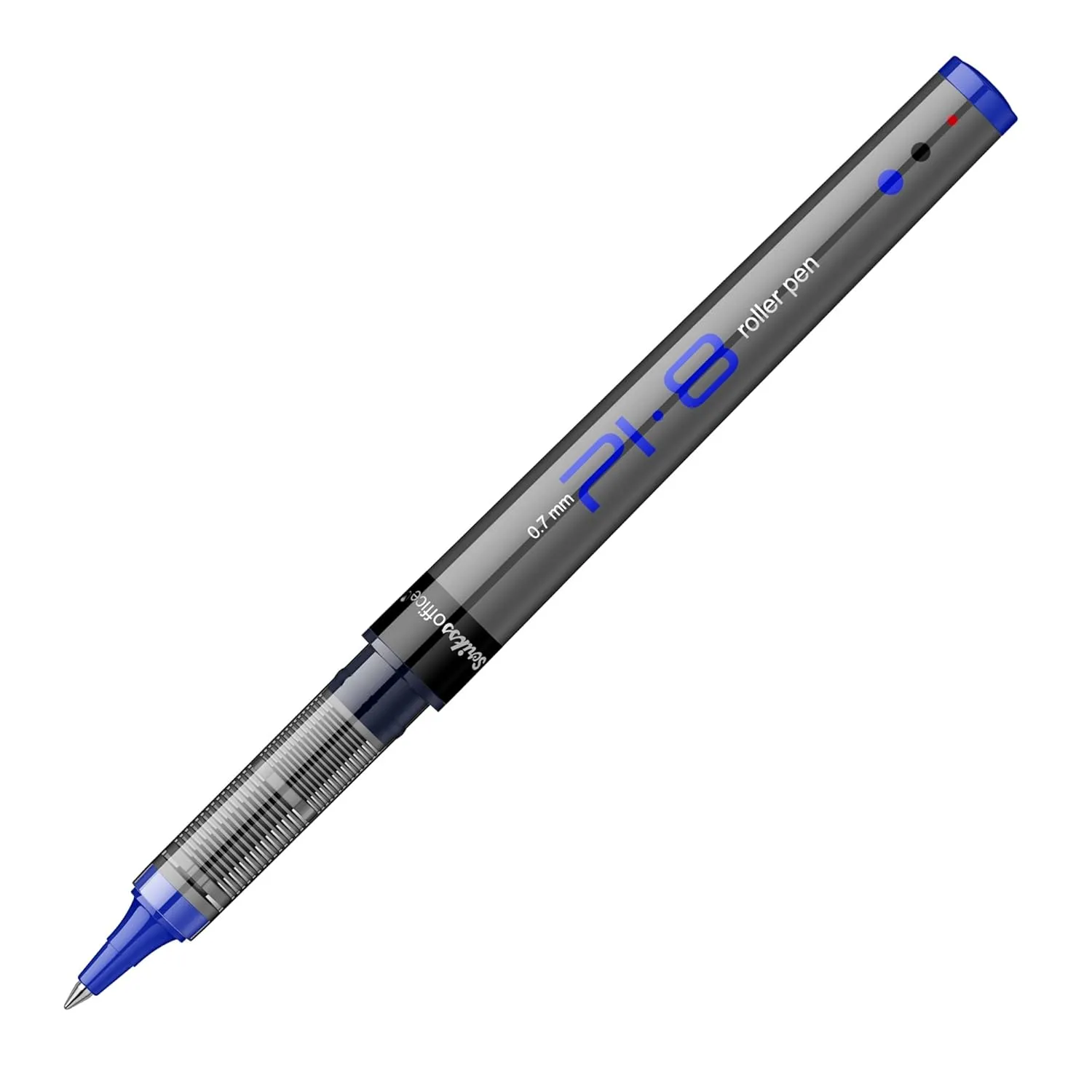 Scrikss PI-8 Roller Pen 0.7mm - Fast Drying Ink, Chrome Plated Tip, Ink Level Indicator - Set of 12 (Blue)