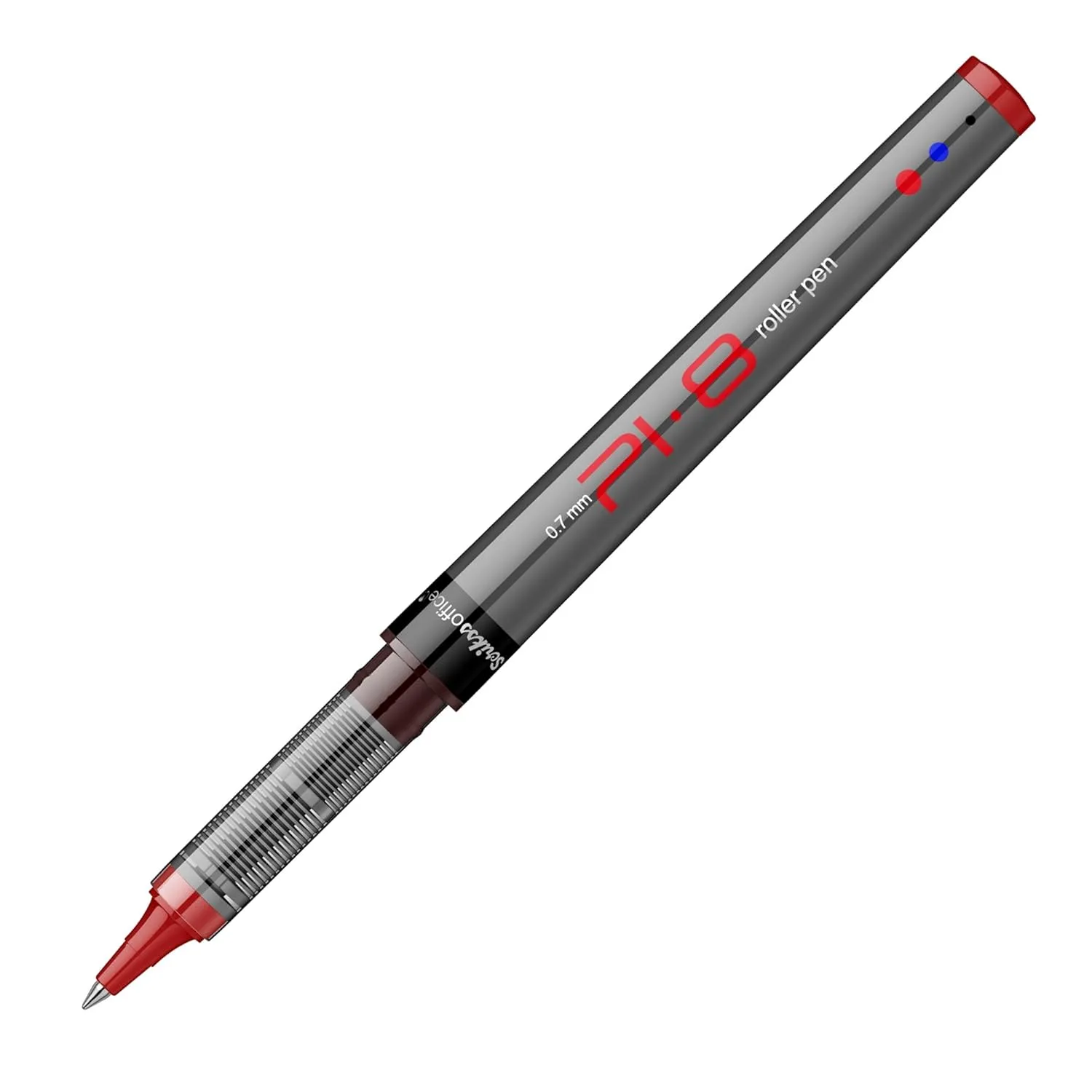 Scrikss PI-8 Roller Pen 0.7mm - Fast Drying Ink, Chrome Plated Tip, Ink Level Indicator - Set of 12 (Red)