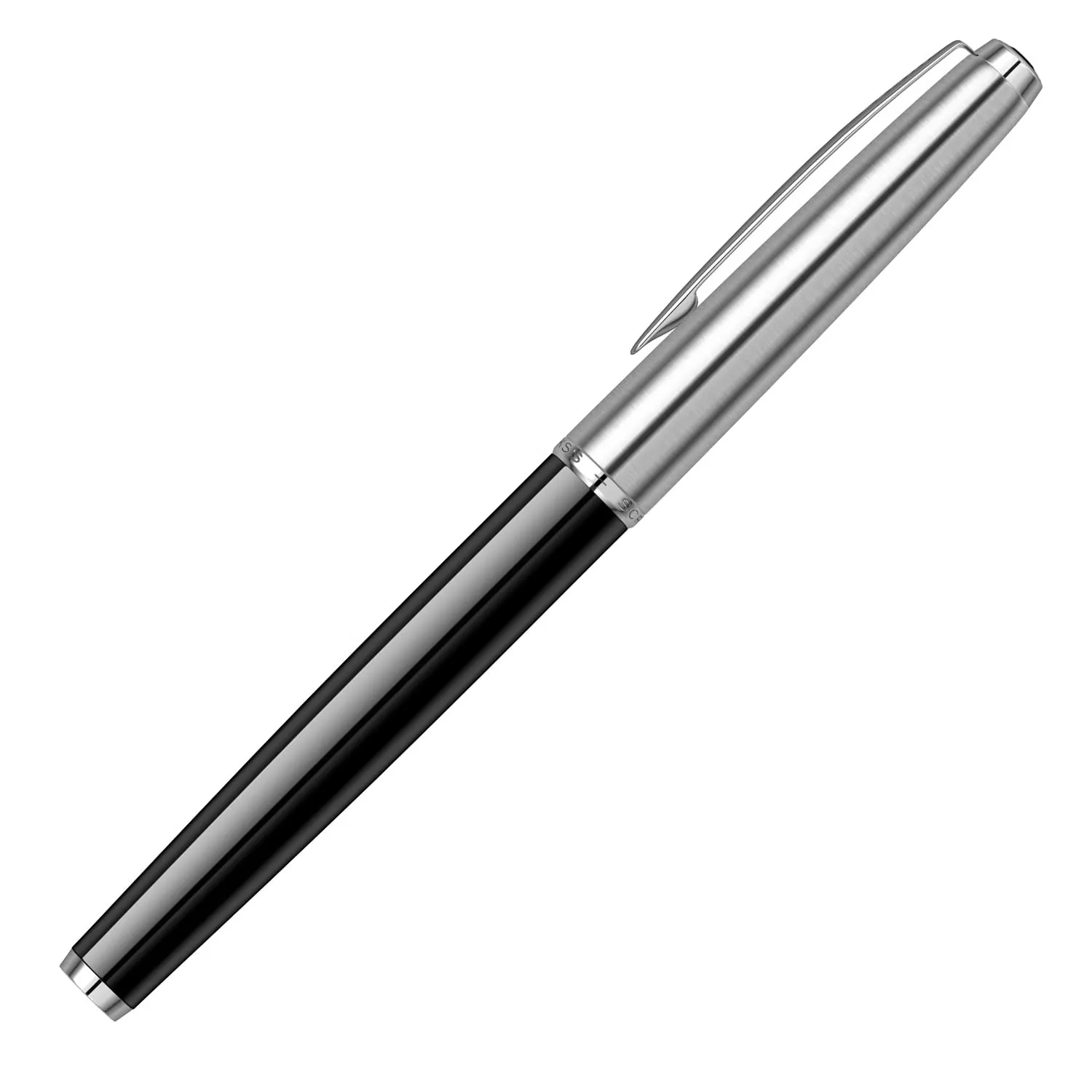 Scrikss Roller Ball Pen Black Brass Body Chrome Plated Trims Metropolis 800 Series Modern