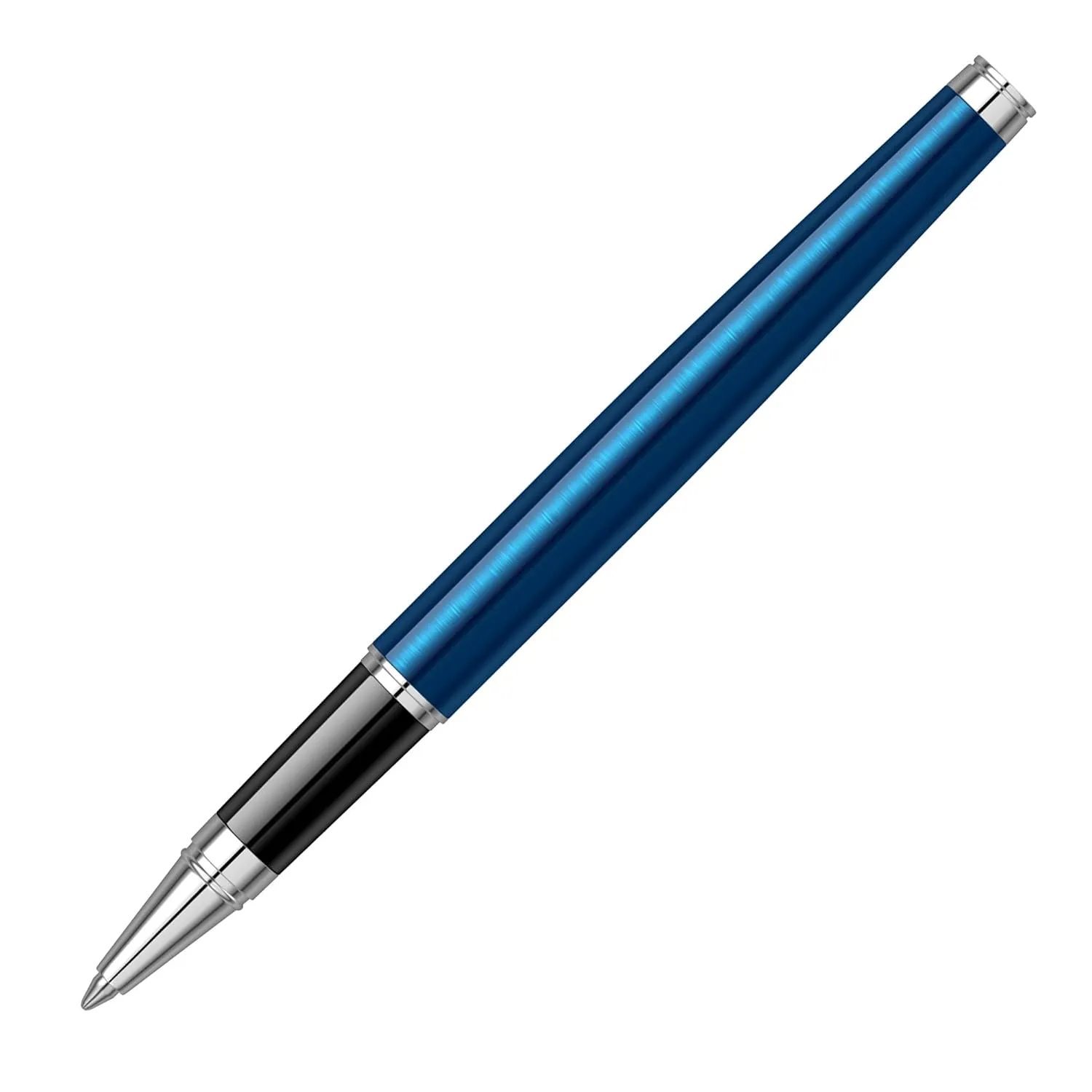 Scrikss Roller Ball Pen Navy Blue Brass Body Chrome Plated Trims Metropolis 800 Series Modern