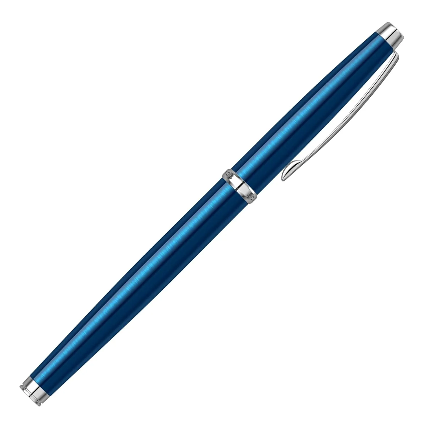 Scrikss Roller Ball Pen Navy Blue Brass Body Chrome Plated Trims Metropolis 800 Series Modern