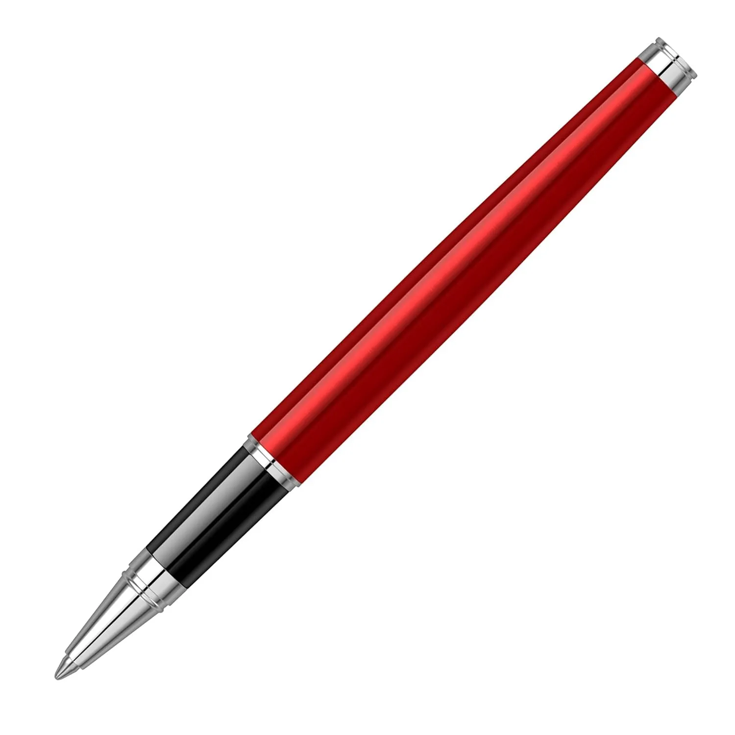 Scrikss Roller Ball Pen Red Brass Body Chrome Plated Trims Metropolis 800 Series Modern
