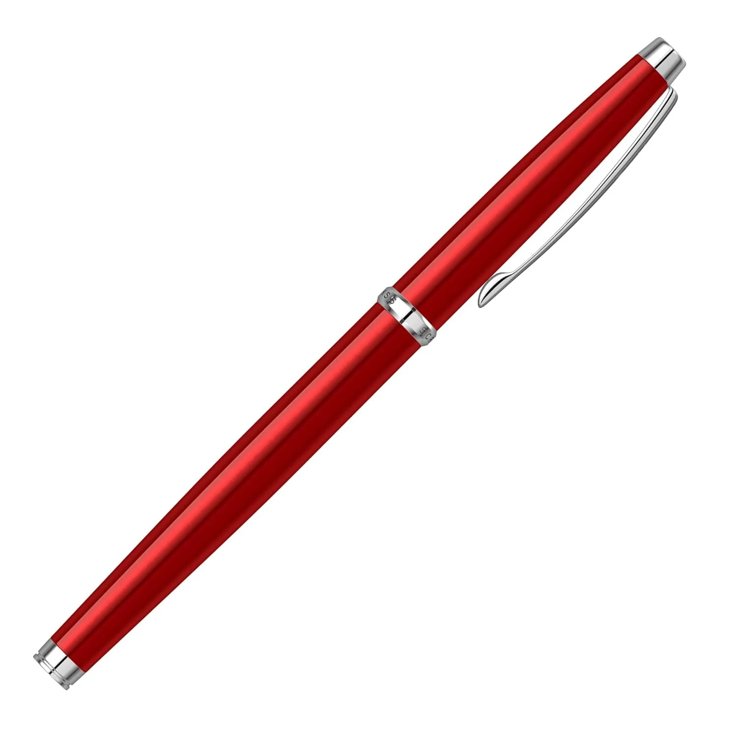 Scrikss Roller Ball Pen Red Brass Body Chrome Plated Trims Metropolis 800 Series Modern