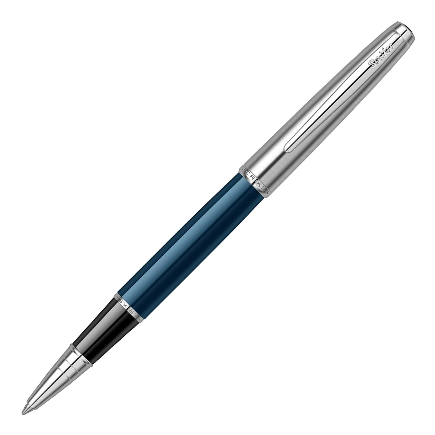 Scrikss Roller Ball Point Blue ABS Lower Body Stainless Steel Upper Body Metropolis 78 Series Modern & Elegant Design Ideal for Office, Home, College, Gifting