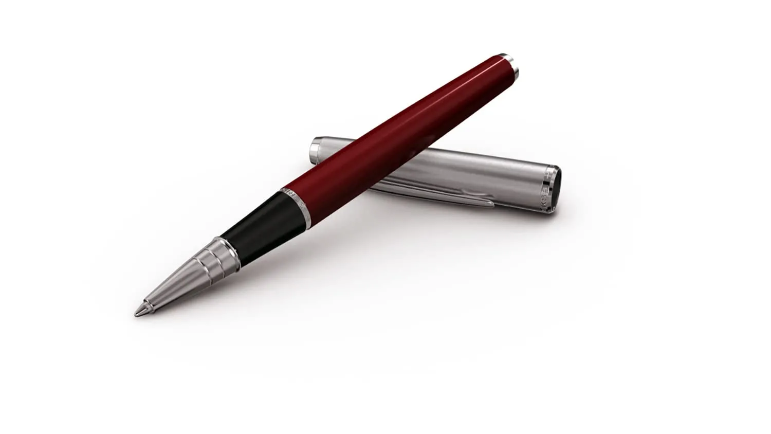 Scrikss Roller Ball Point Burgundy ABS Lower Body Stainless Steel Upper Body Metropolis 78 Series Modern