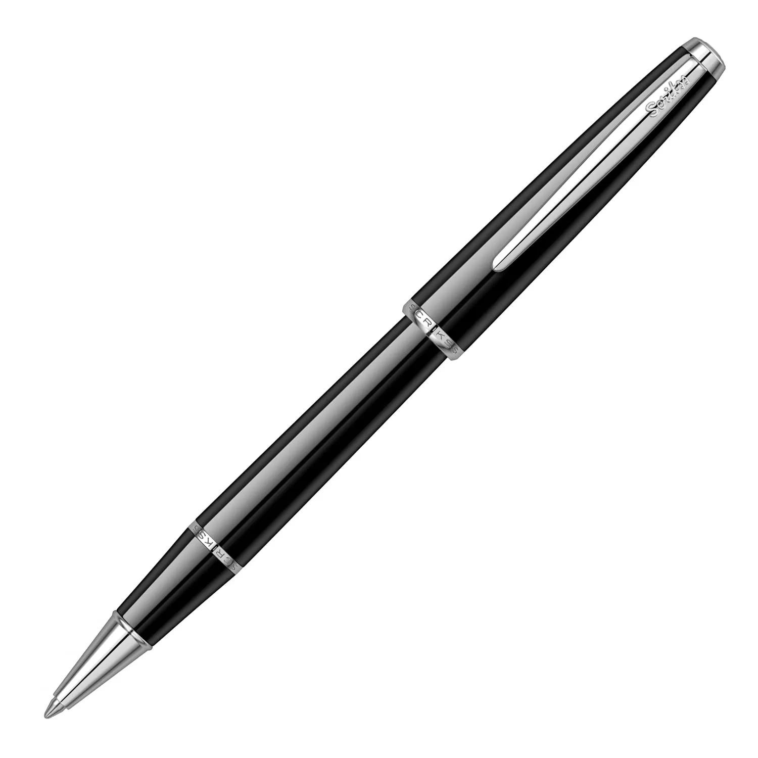 Scrikss Roller Ball Point Pen Black ABS Body Liquid Ink Pen Vintage 33 Modern & Elegant Design Ideal for Office, Home, College, Gifting