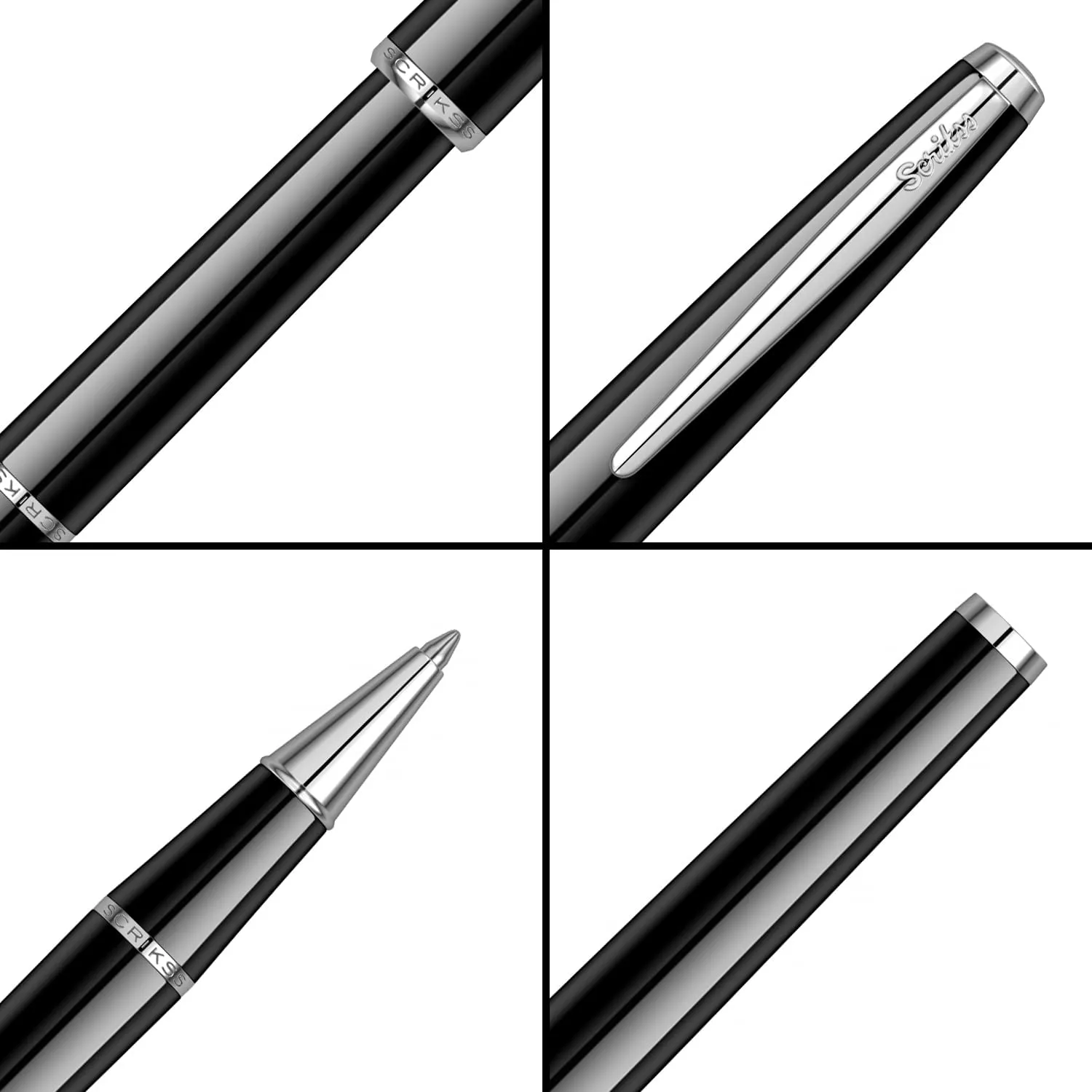 Scrikss Roller Ball Point Pen Black ABS Body Liquid Ink Pen Vintage 33 Modern