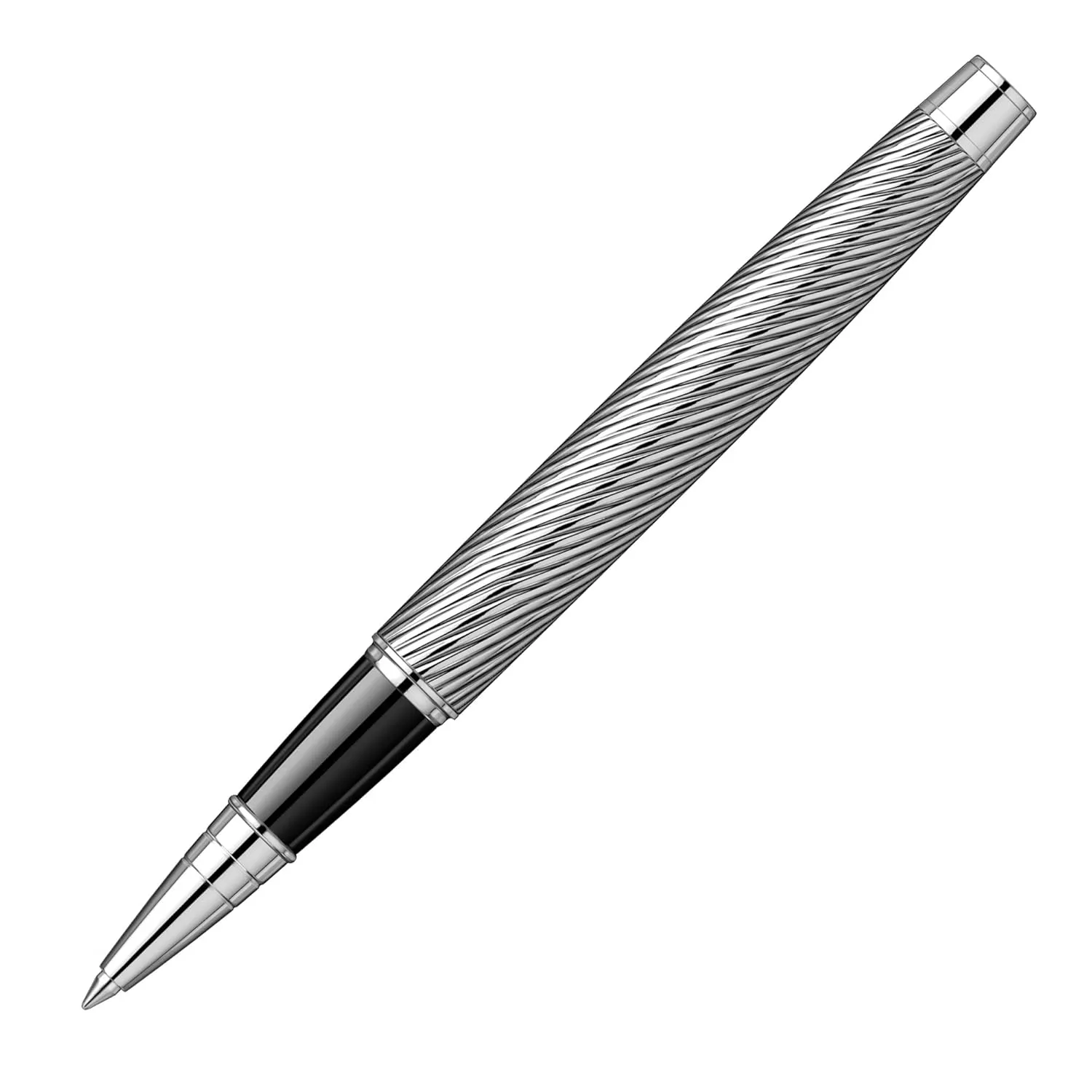 Scrikss Roller Ball Point Pen Black Chrome Spiral Brass Body Chrome Plated Trims Noble 35C Series Modern and Elegant Pen Ideal for Gifting Using in Office Home
