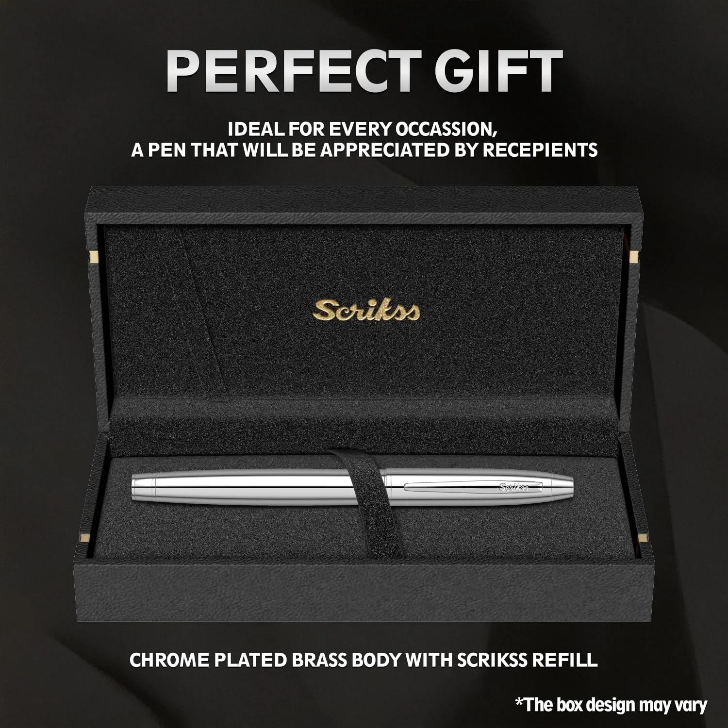 Scrikss Roller Ball Point Pen Chrome Plated Brass Body Noble 35 Series Modern and Elegant Pen Ideal for Gifting Using in Office Home